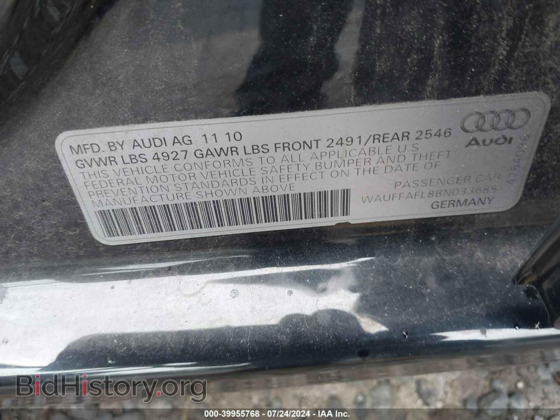 2011 AUDI A4 - VIN: WAUFFAFL8BN033685 - Фото 9