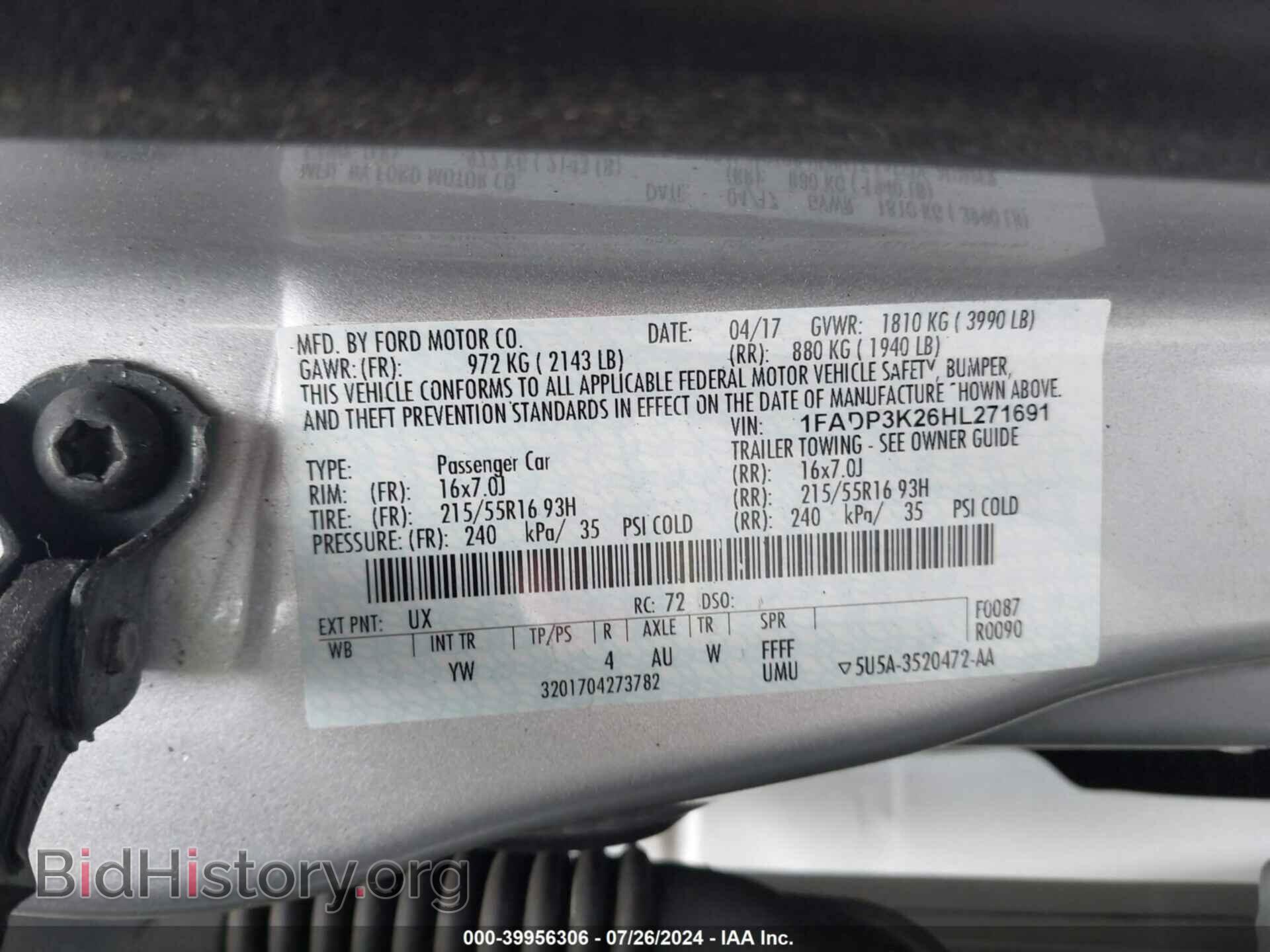 2017 FORD FOCUS - VIN: 1FADP3K26HL271691 - Фото 9