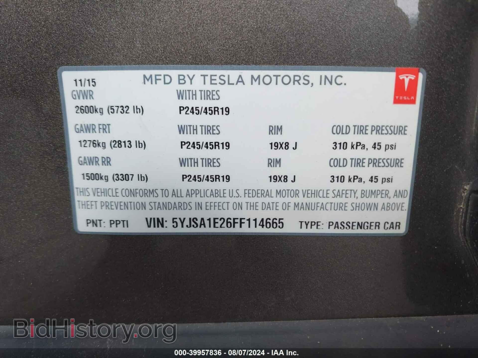 2015 TESLA MODEL S - VIN: 5YJSA1E26FF114665 - Photo 9