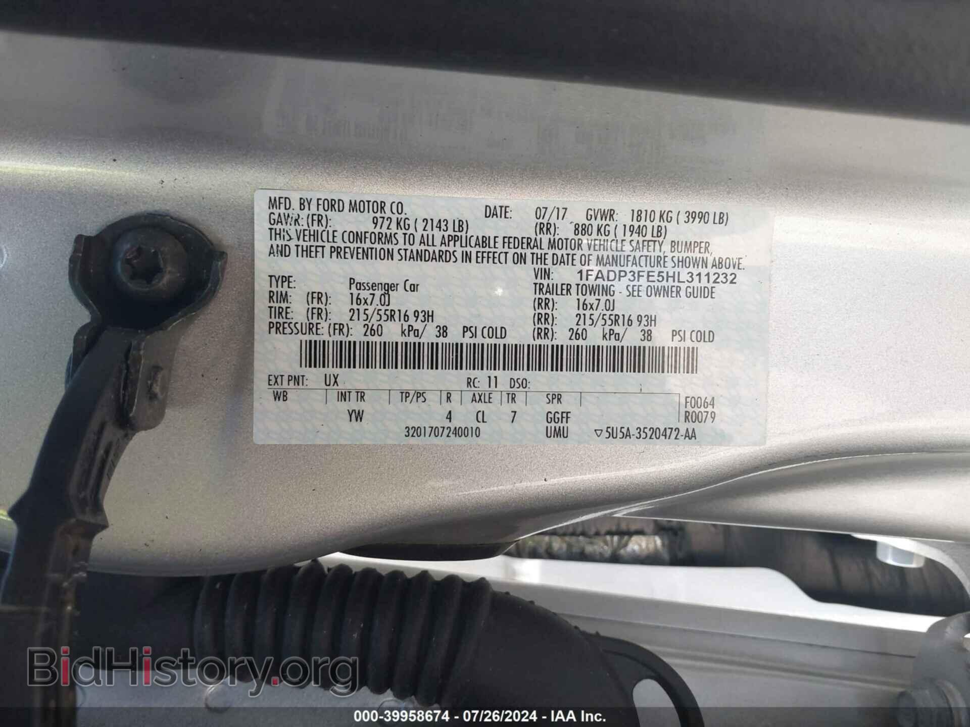 2017 FORD FOCUS - VIN: 1FADP3FE5HL311232 - Фото 9