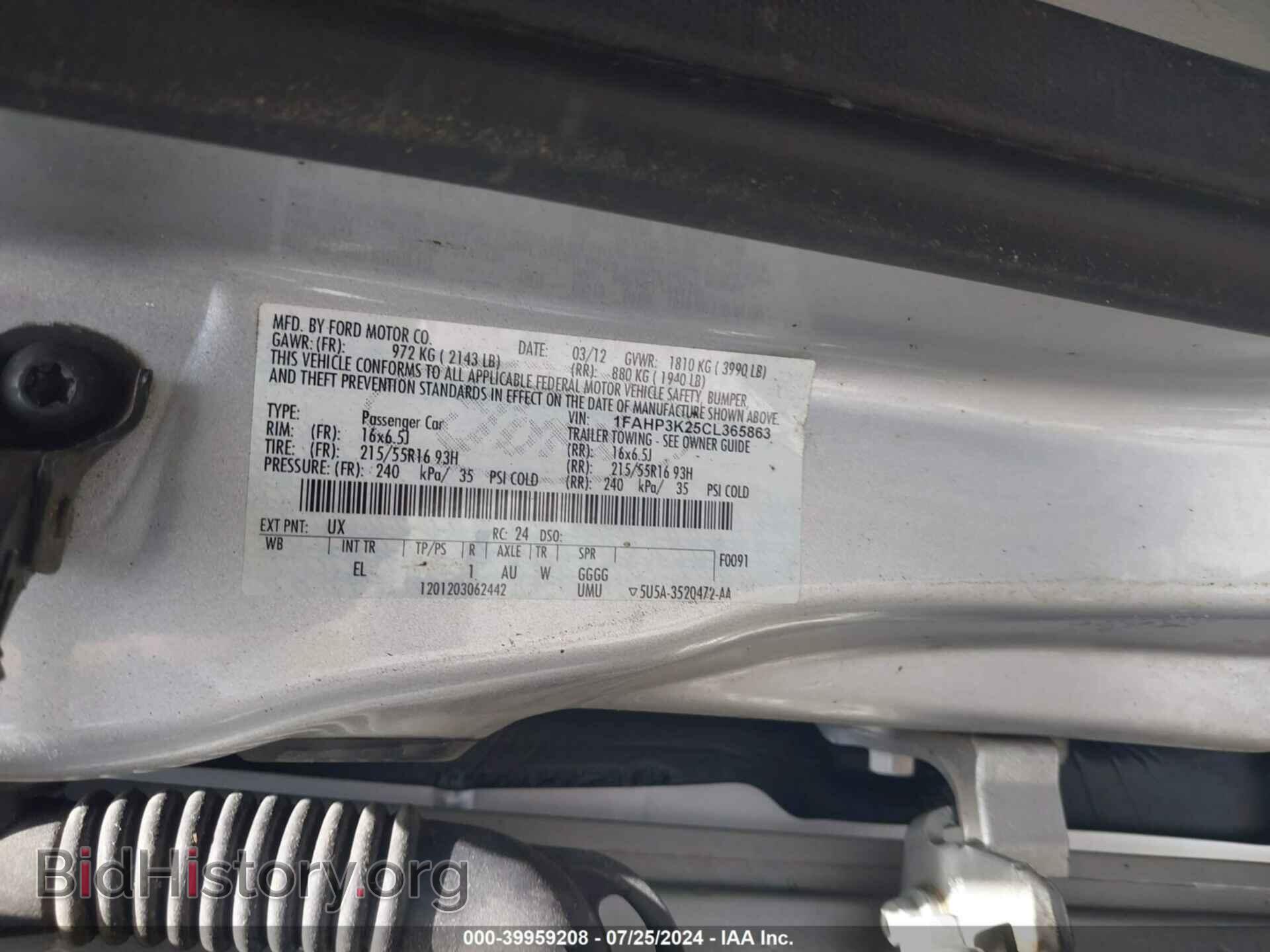2012 FORD FOCUS - VIN: 1FAHP3K25CL365863 - Фото 9