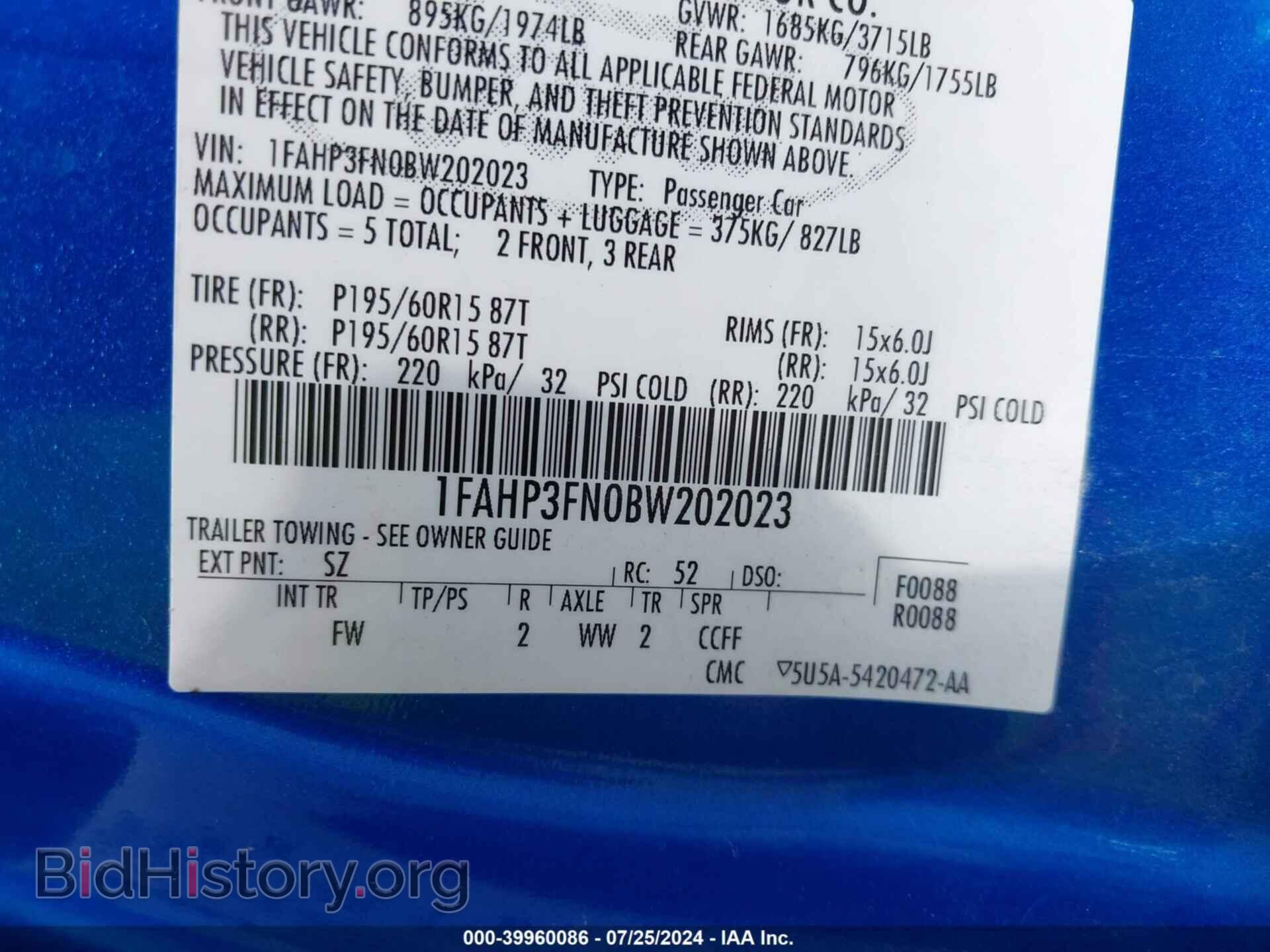 2011 FORD FOCUS - VIN: 1FAHP3FN0BW202023 - Photo 9