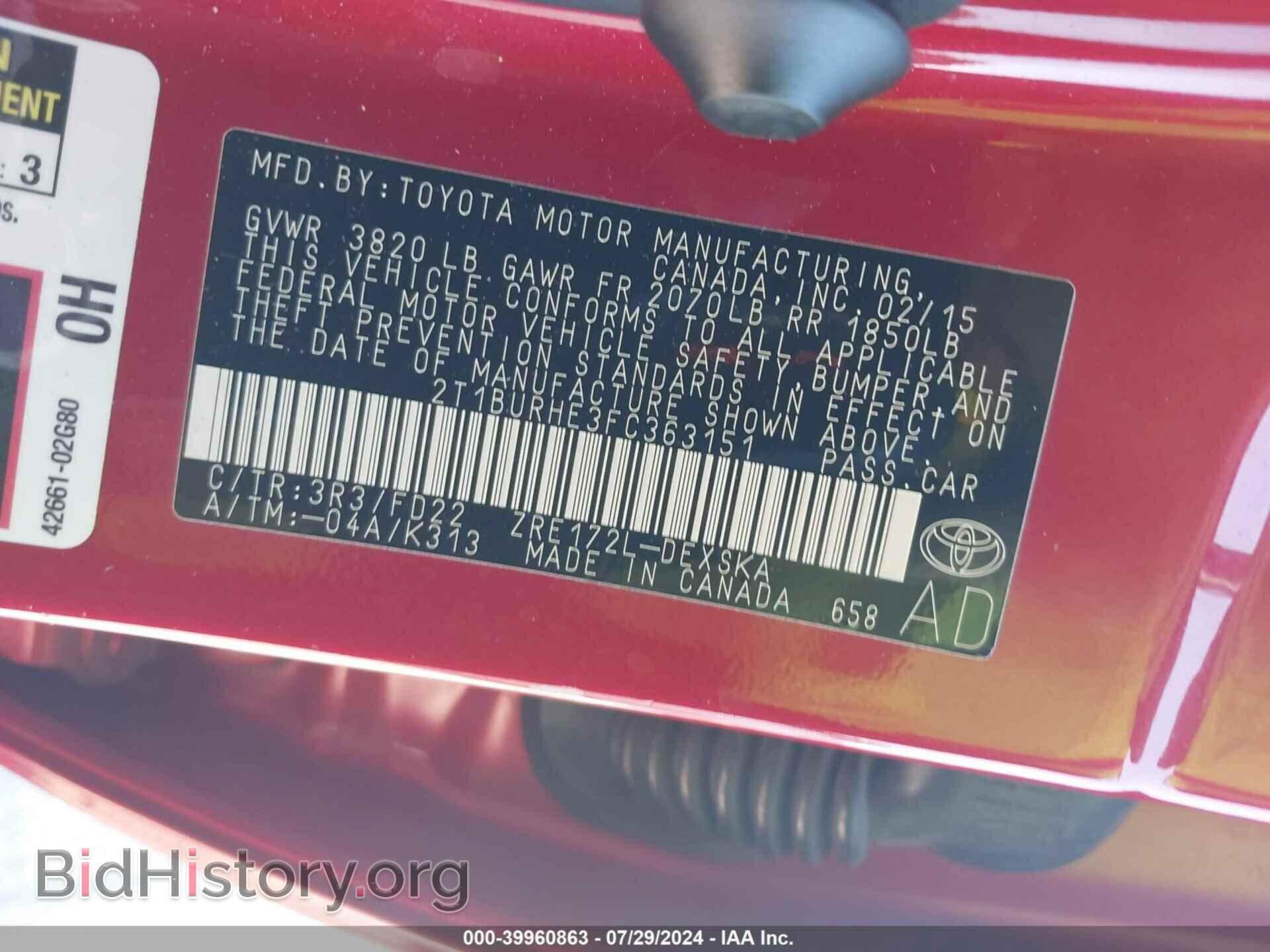 2015 TOYOTA COROLLA - VIN: 2T1BURHE3FC363151 - Photo 9