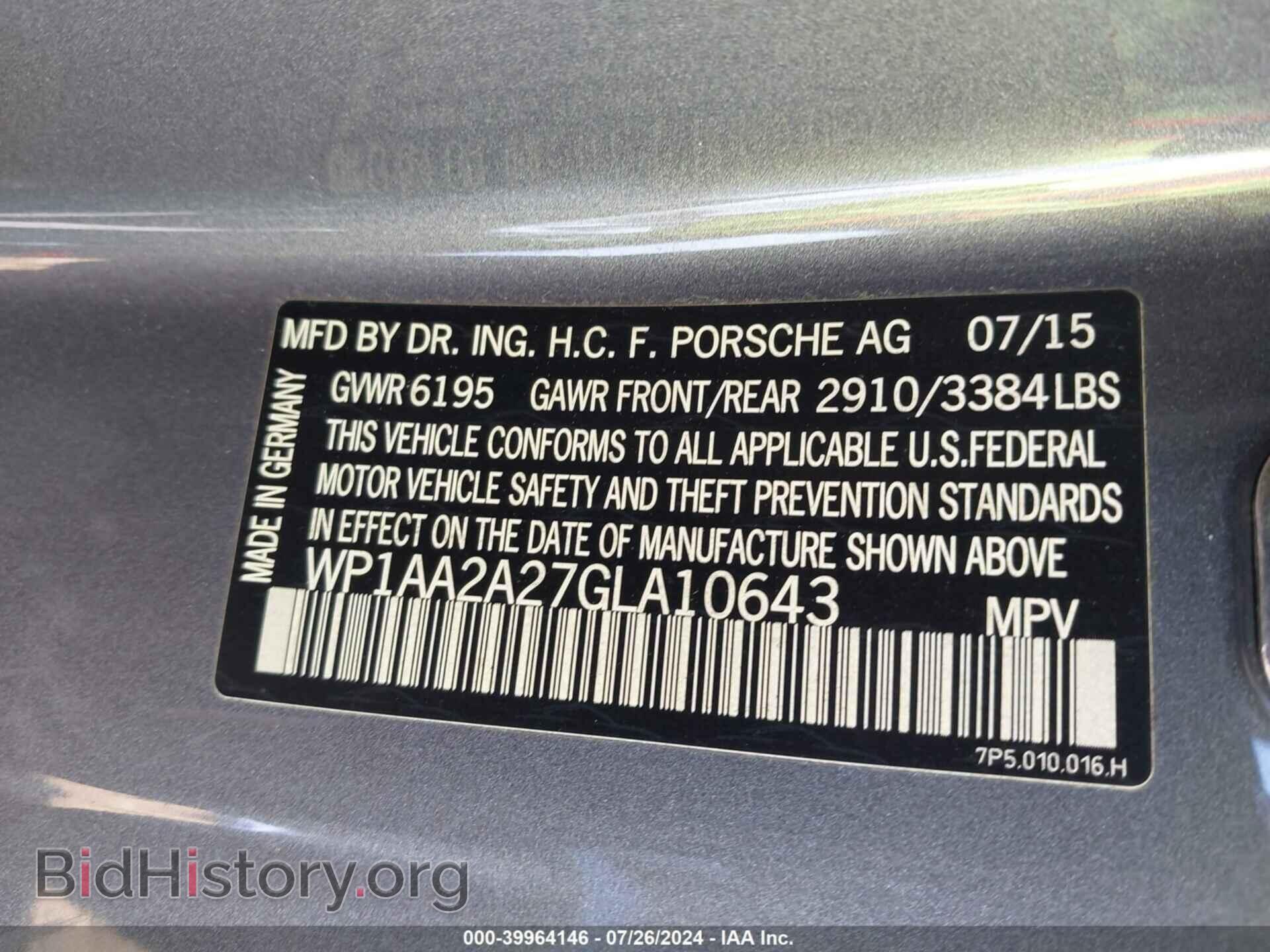2016 PORSCHE CAYENNE - VIN: WP1AA2A27GLA10643 - Photo 9