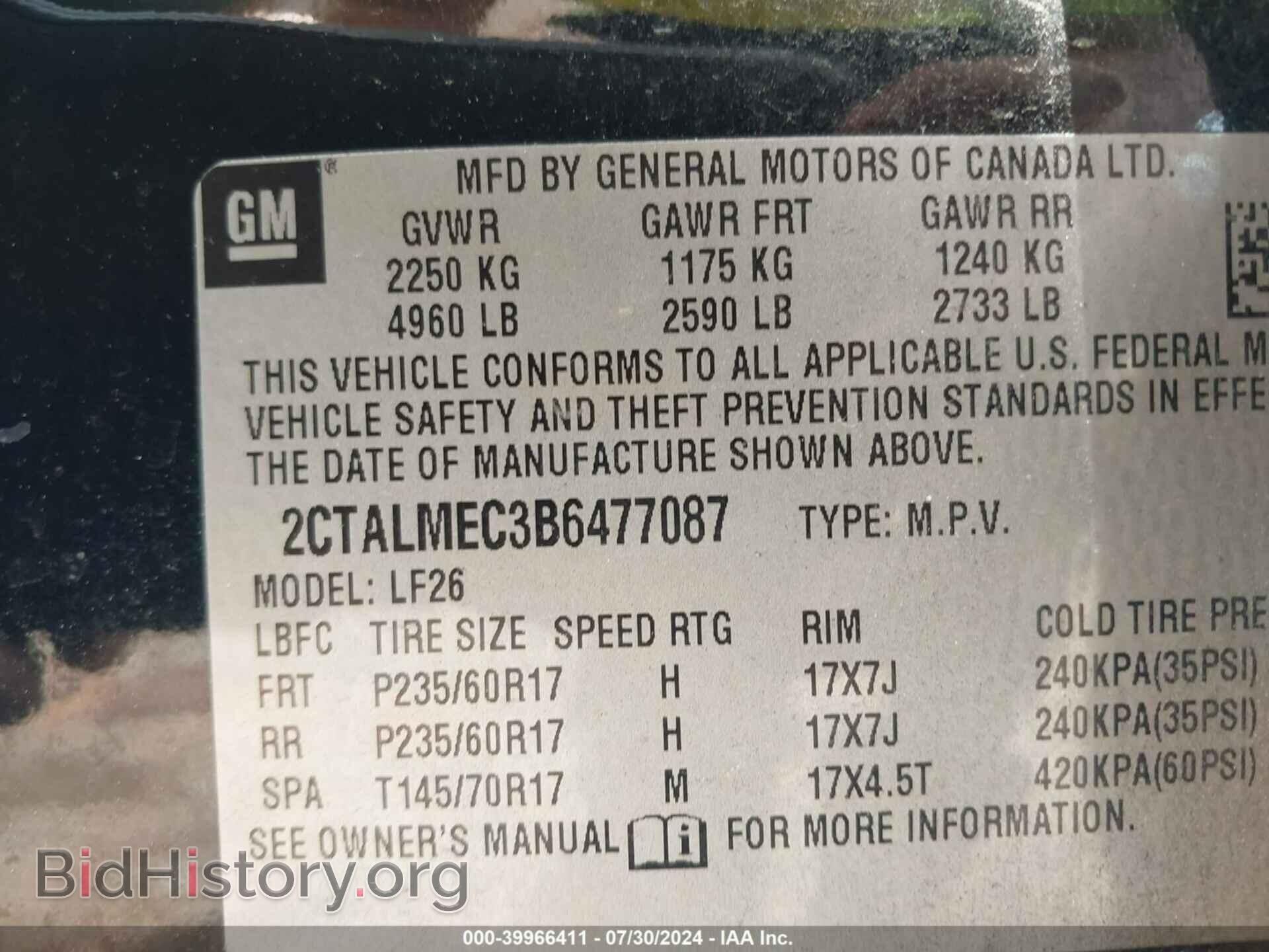 2011 GMC TERRAIN - VIN: 2CTALMEC3B6477087 - Photo 9