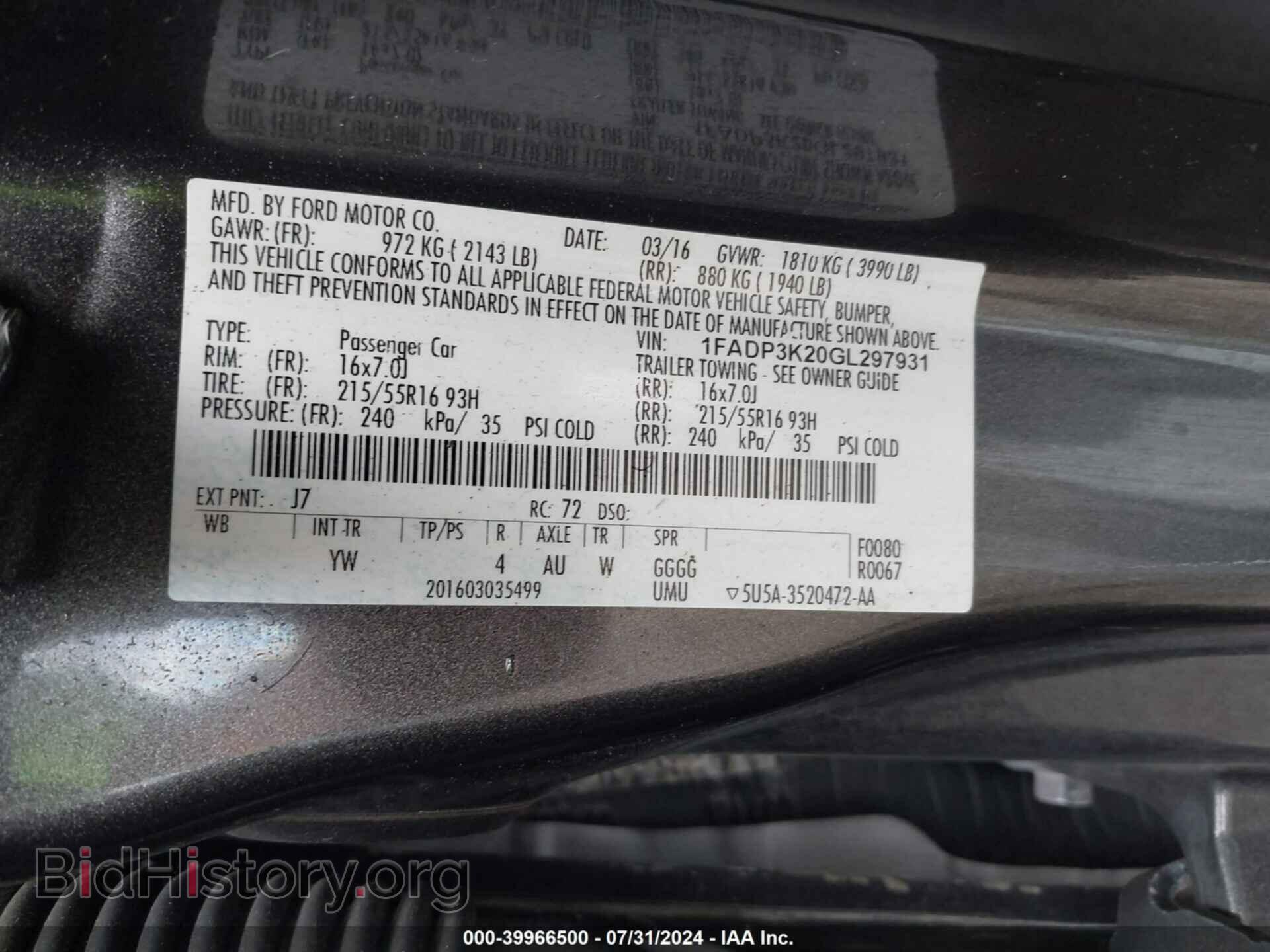 2016 FORD FOCUS - VIN: 1FADP3K20GL297931 - Фото 9