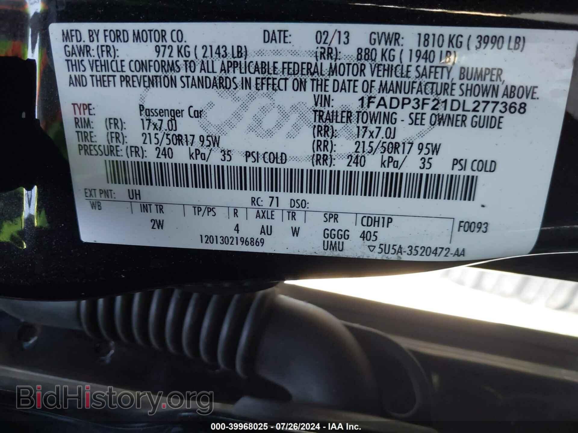 2013 FORD FOCUS - VIN: 1FADP3F21DL277368 - Фото 9