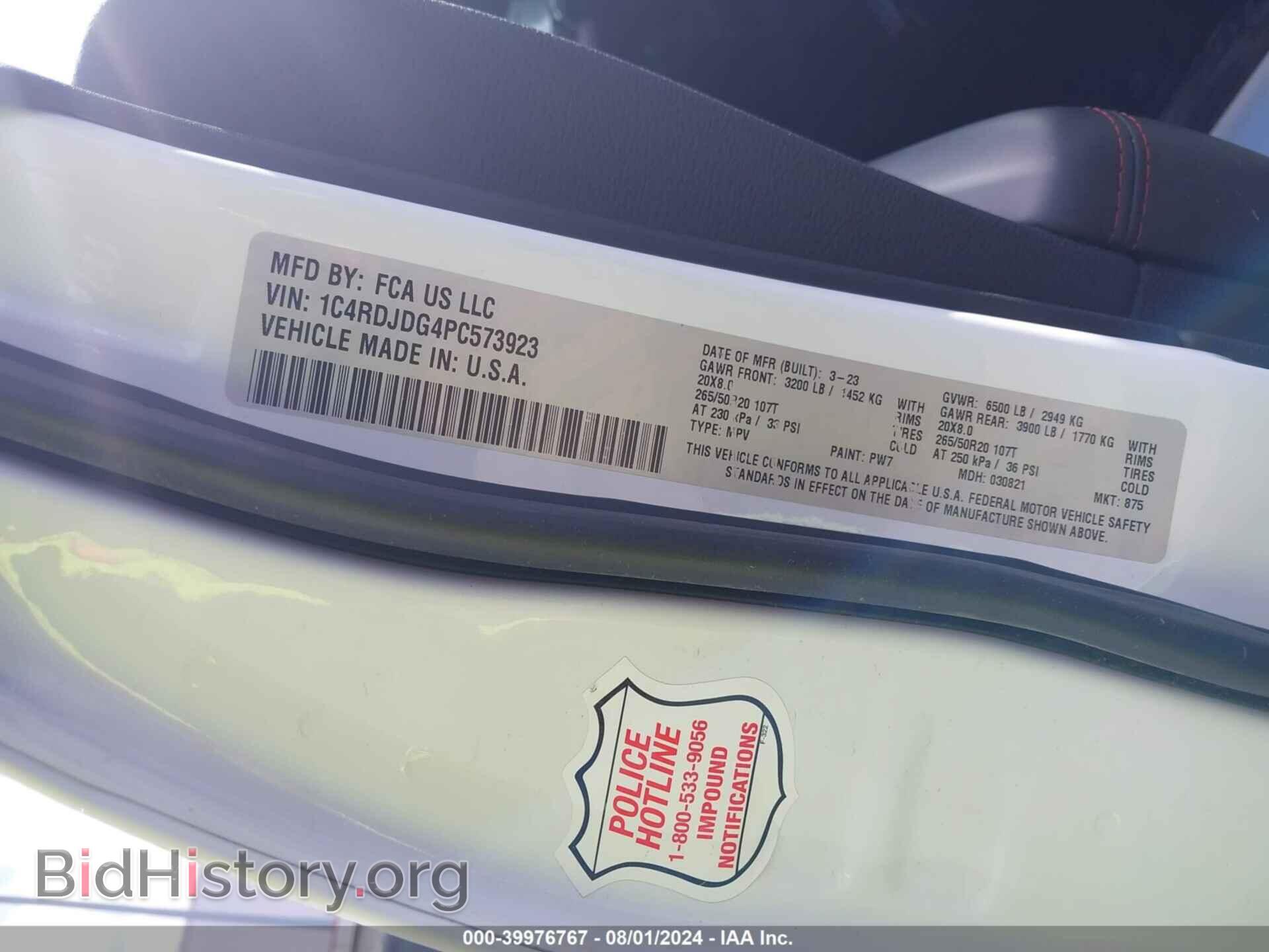 2023 DODGE DURANGO - VIN: 1C4RDJDG4PC573923 - Фото 9