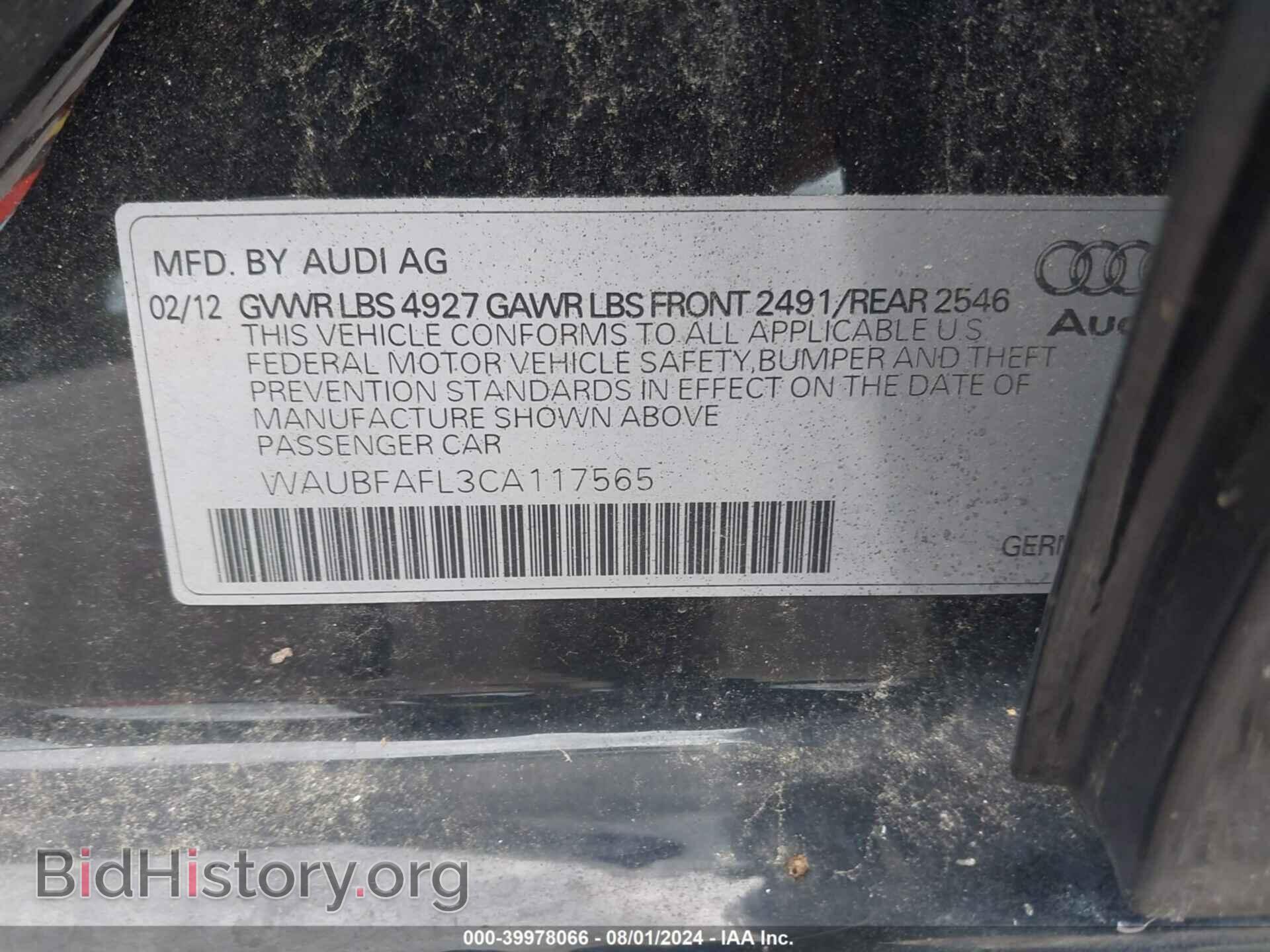2012 AUDI A4 - VIN: WAUBFAFL3CA117565 - Фото 9