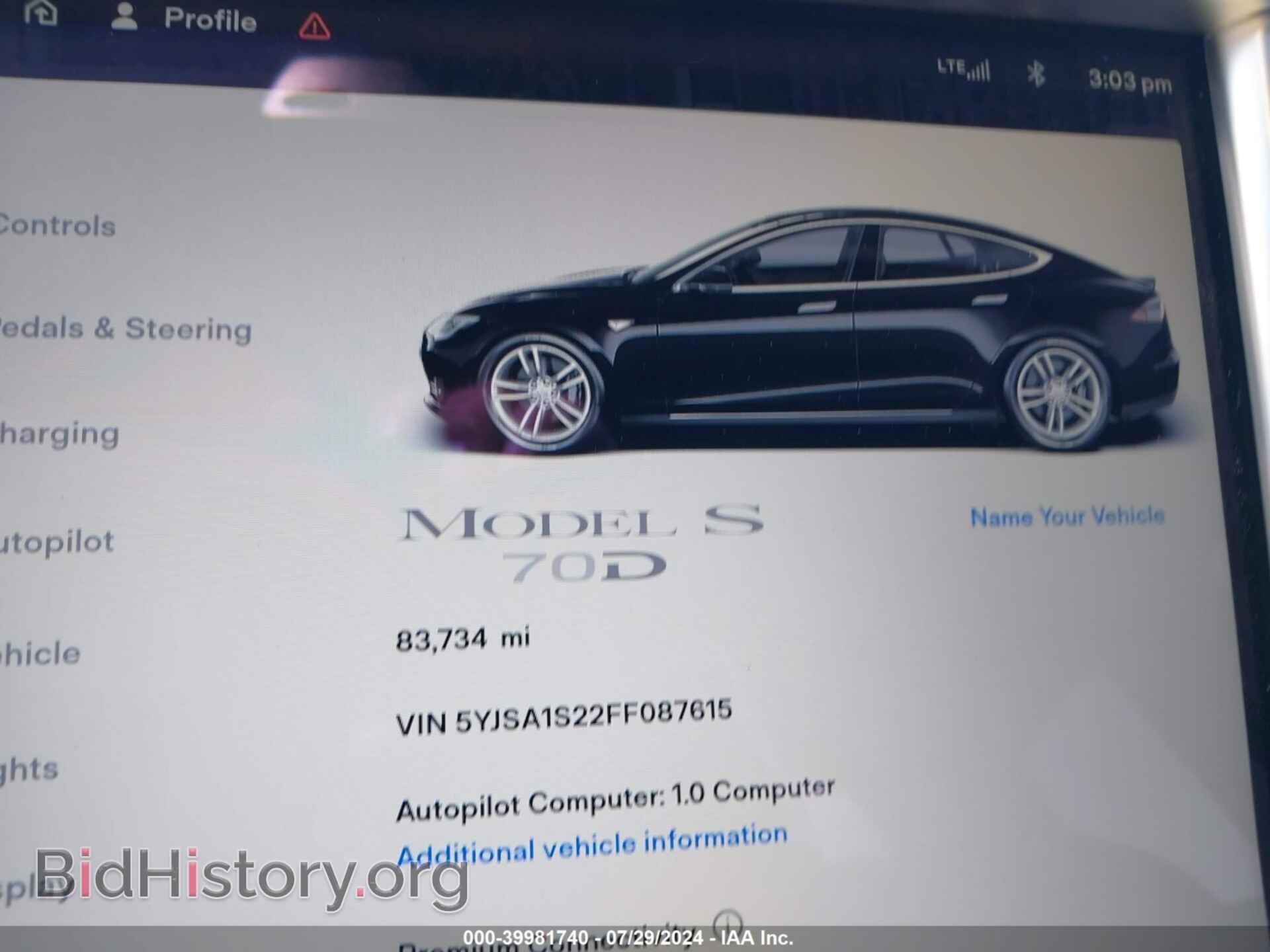 2015 TESLA MODEL S - VIN: 5YJSA1S22FF087615 - Фото 7