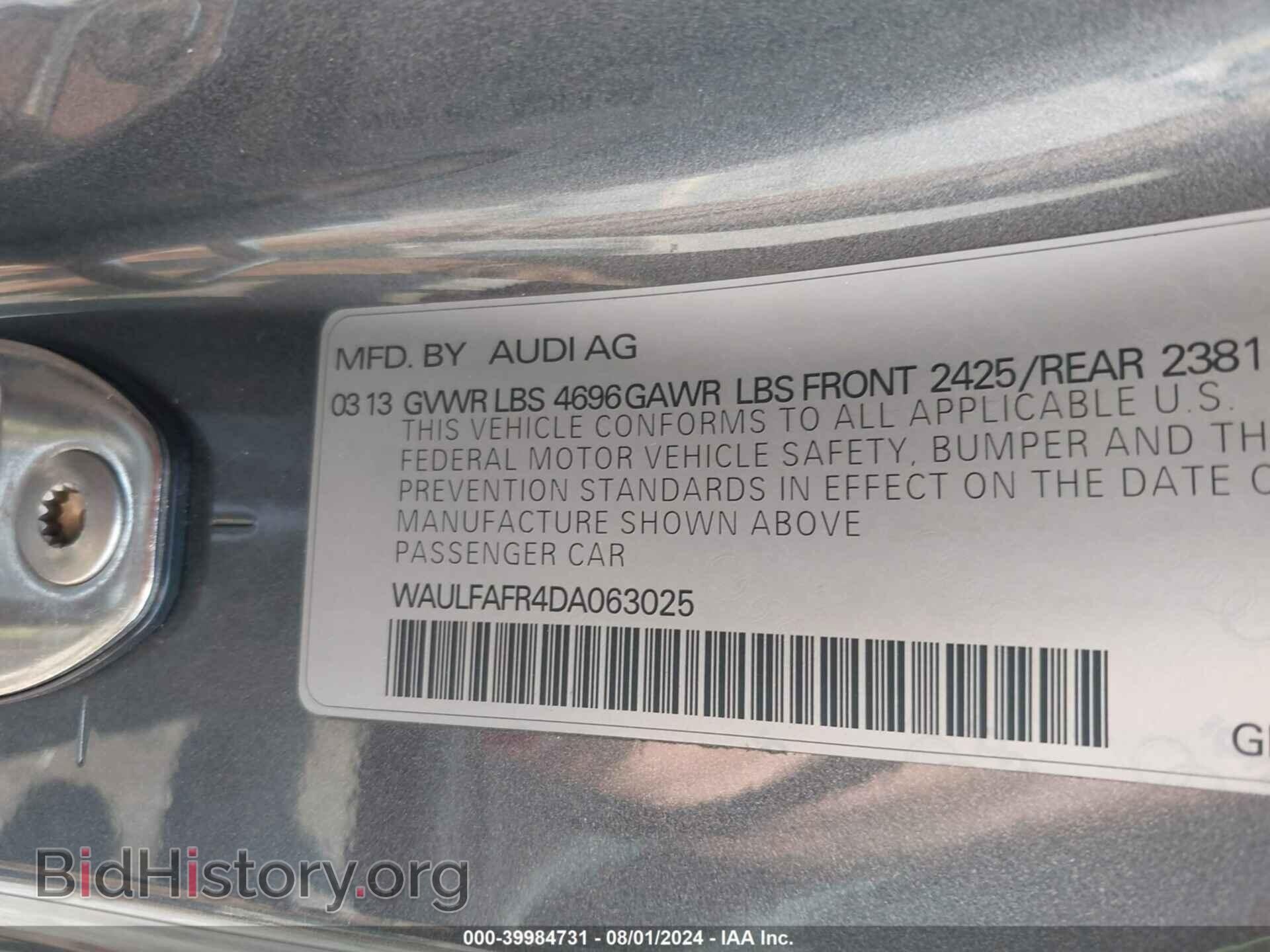 2013 AUDI A5 - VIN: WAULFAFR4DA063025 - Фото 9