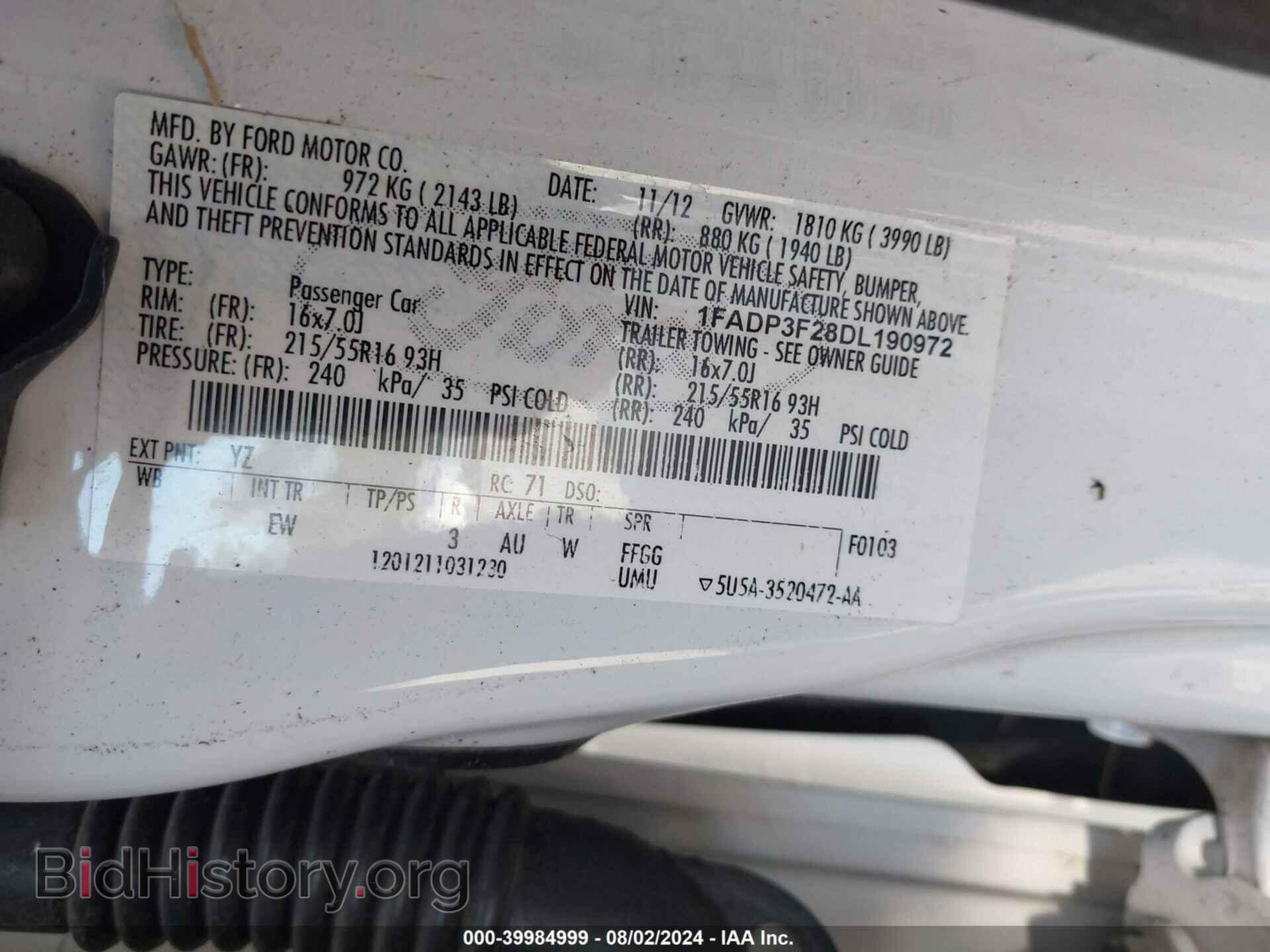 2013 FORD FOCUS - VIN: 1FADP3F28DL190972 - Фото 9
