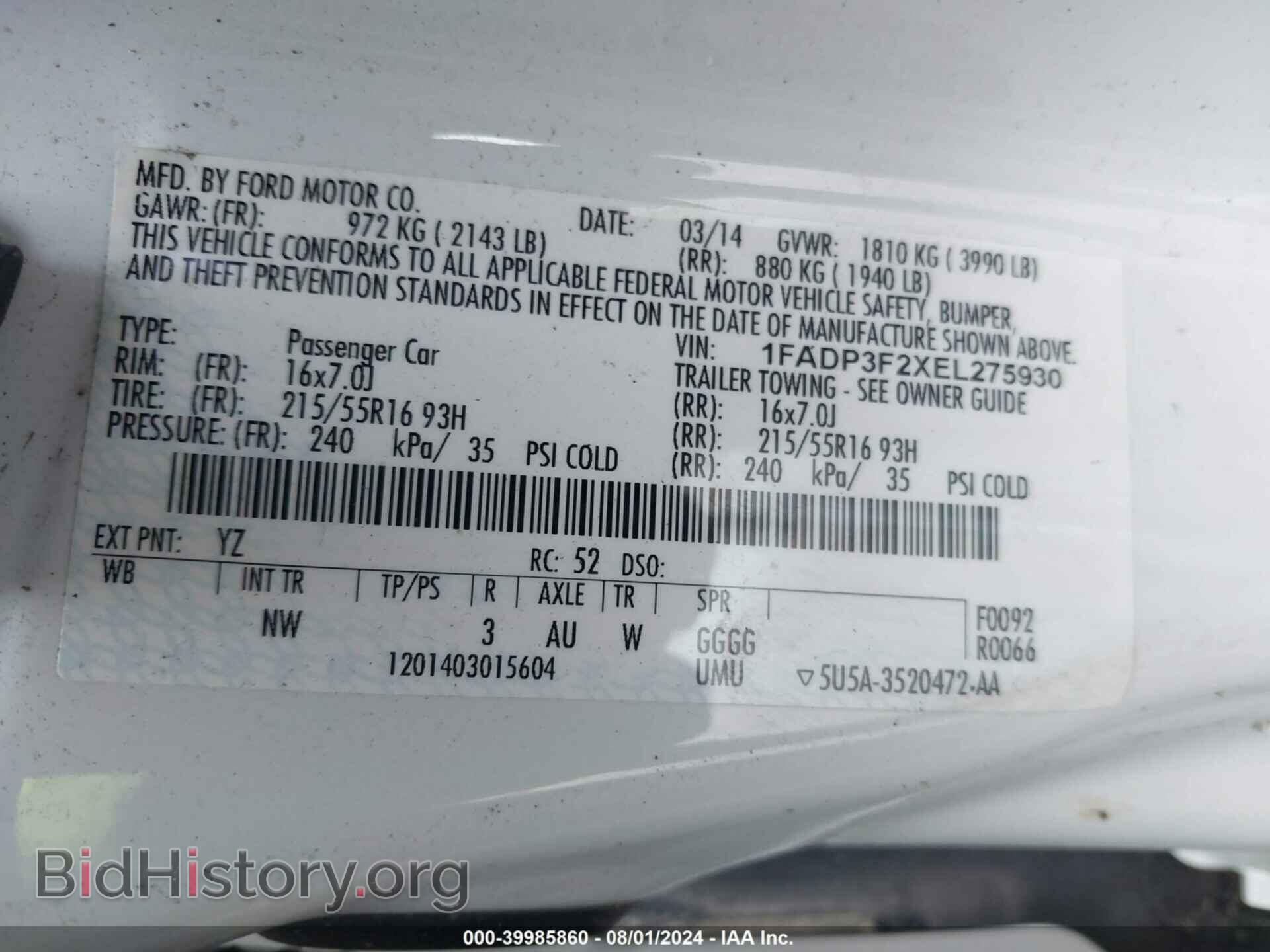 2014 FORD FOCUS - VIN: 1FADP3F2XEL275930 - Фото 9