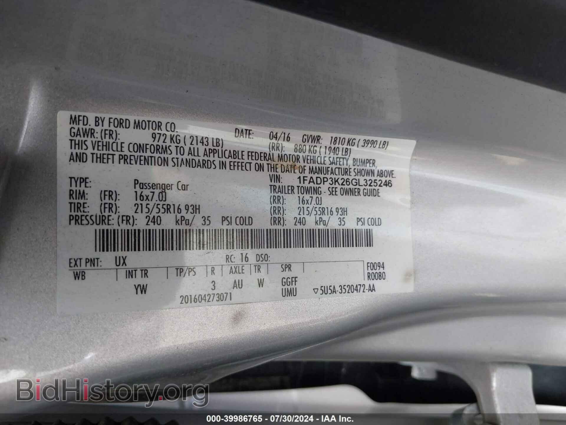 2016 FORD FOCUS - VIN: 1FADP3K26GL325246 - Фото 9