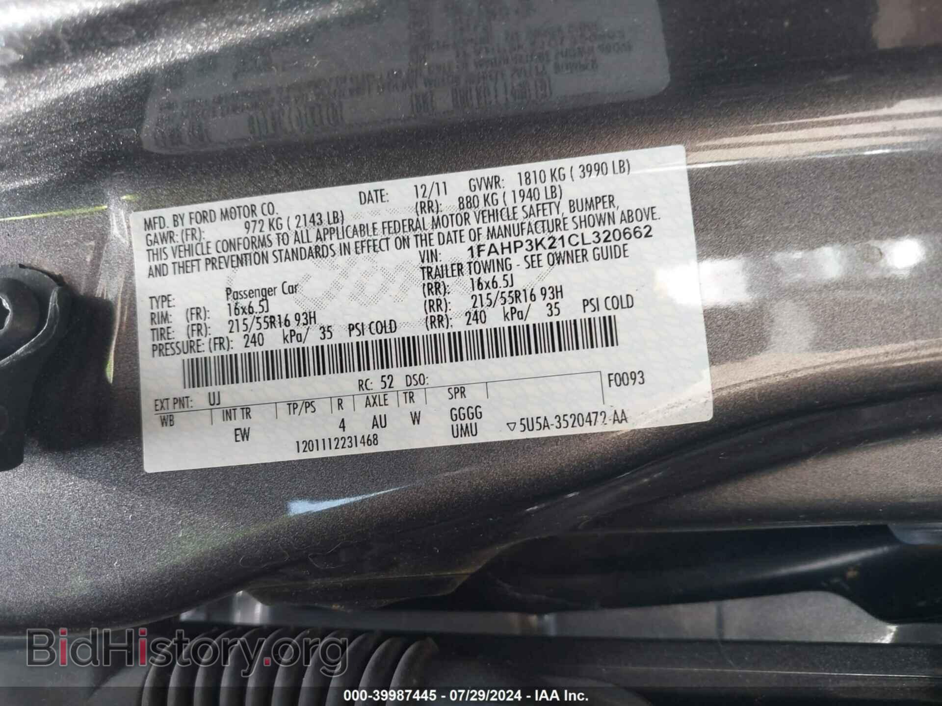 2012 FORD FOCUS - VIN: 1FAHP3K21CL320662 - Photo 9