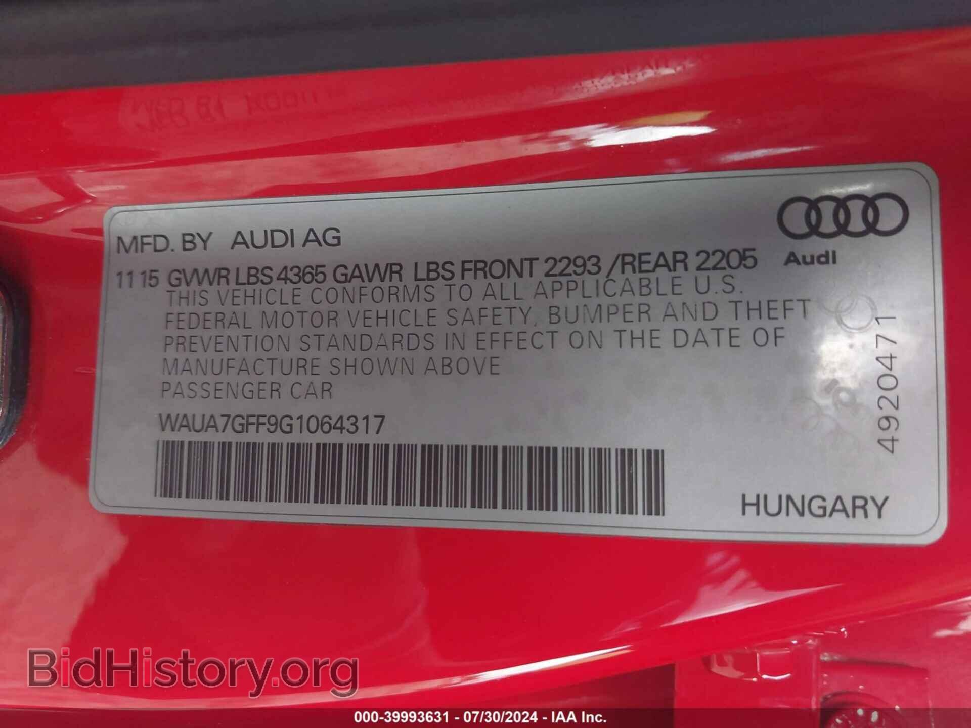 2016 AUDI A3 - VIN: WAUA7GFF9G1064317 - Фото 9
