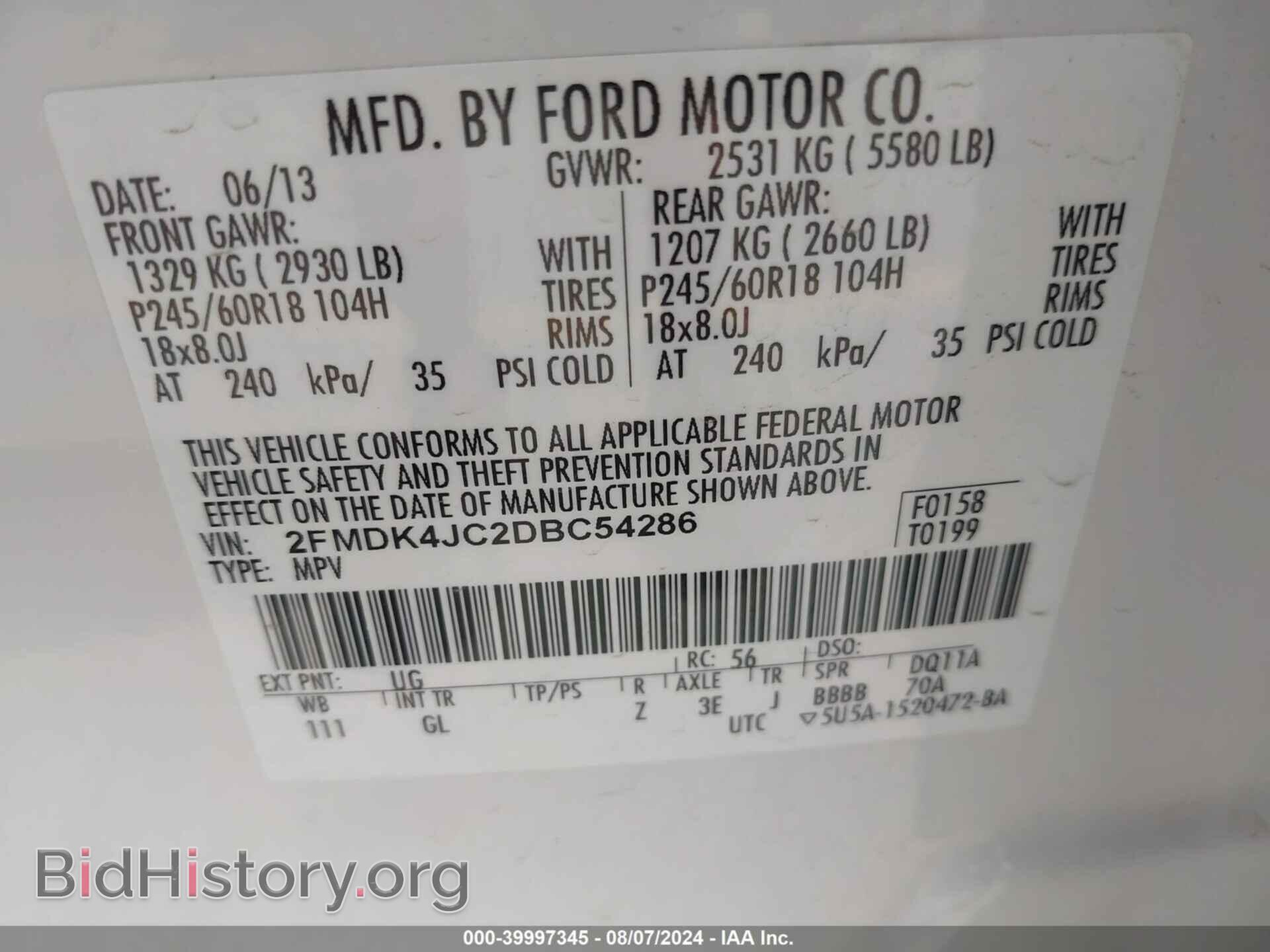 2013 FORD EDGE - VIN: 2FMDK4JC2DBC54286 - Photo 9