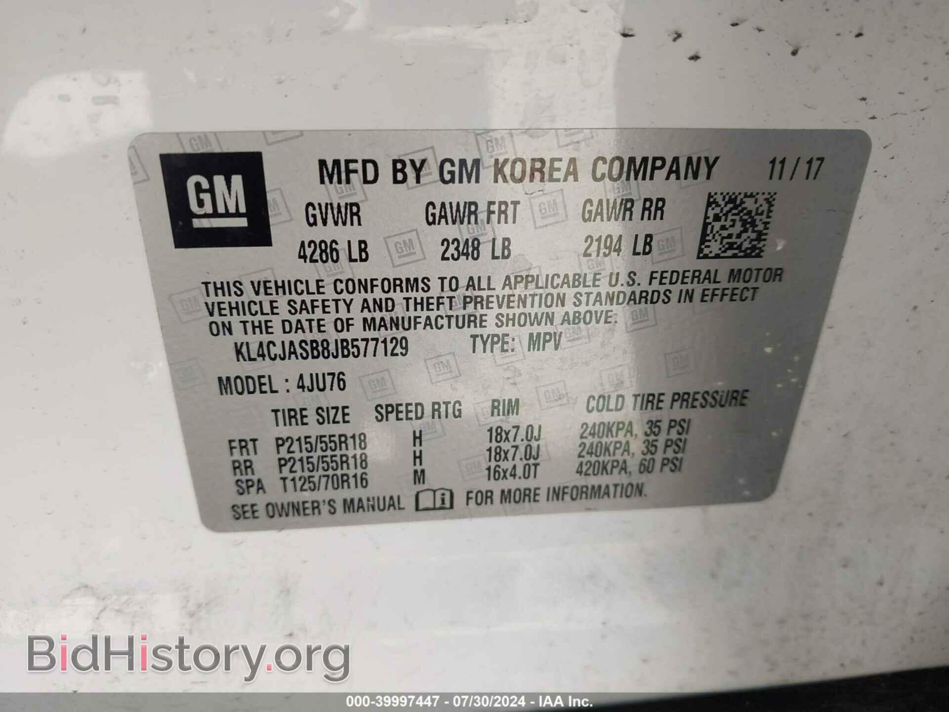 2018 BUICK ENCORE - VIN: KL4CJASB8JB577129 - Фото 9