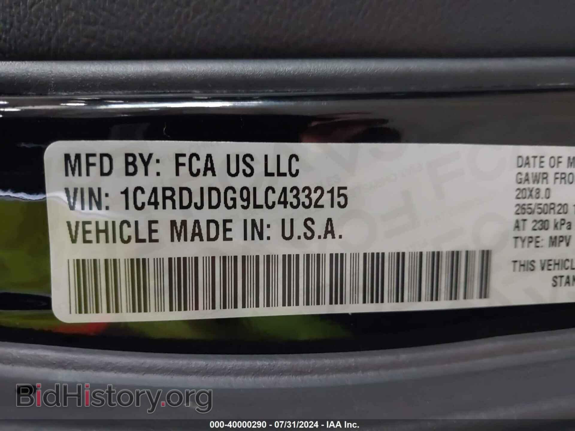 2020 DODGE DURANGO - VIN: 1C4RDJDG9LC433215 - Photo 9