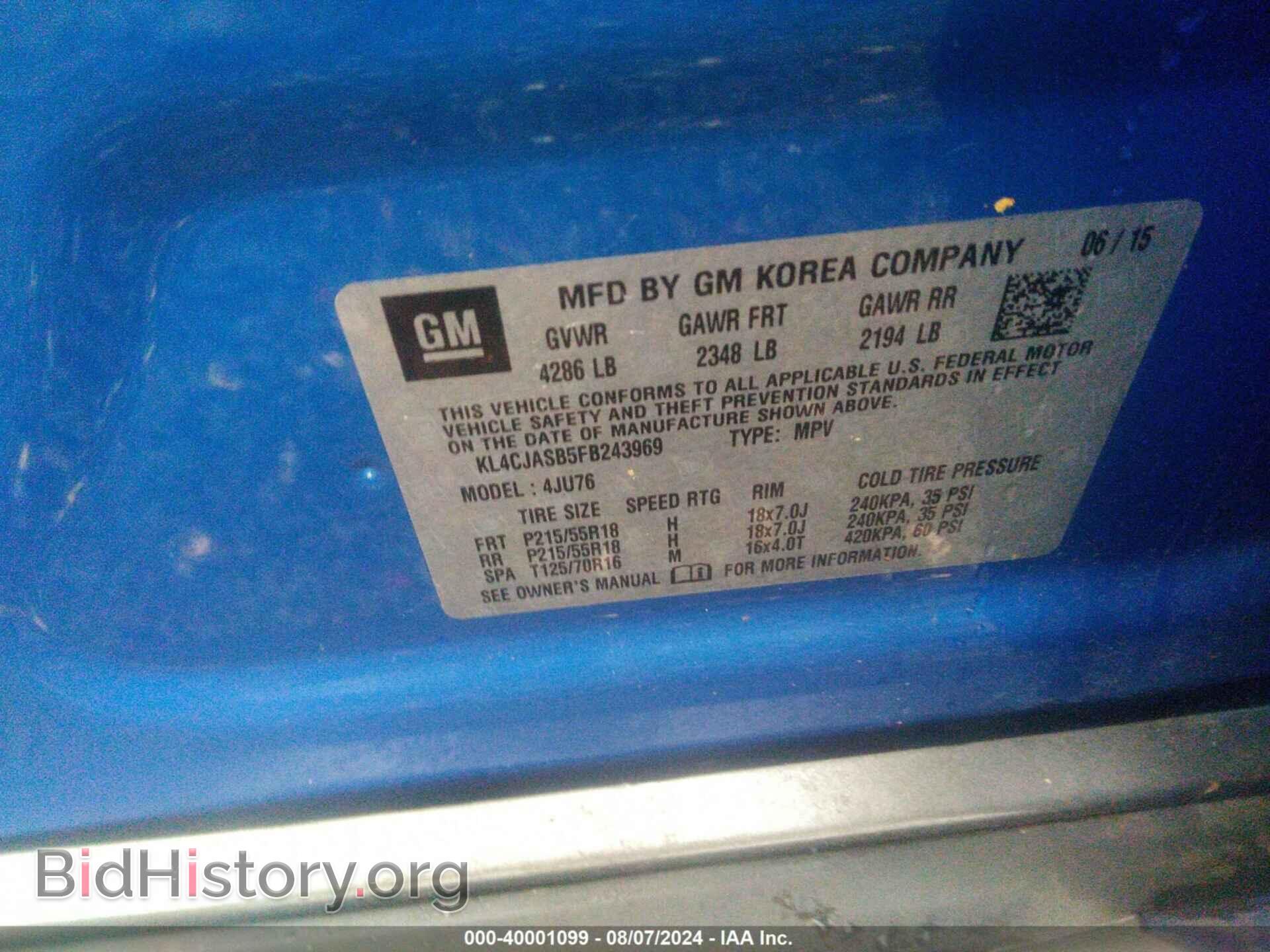 2015 BUICK ENCORE - VIN: KL4CJASB5FB243969 - Photo 9