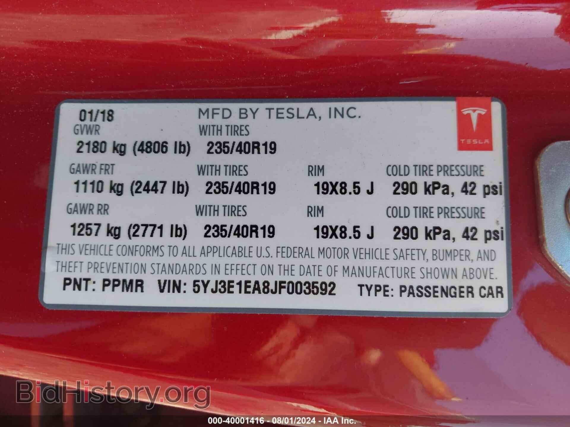 2018 TESLA MODEL 3 - VIN: 5YJ3E1EA8JF003592 - Фото 9