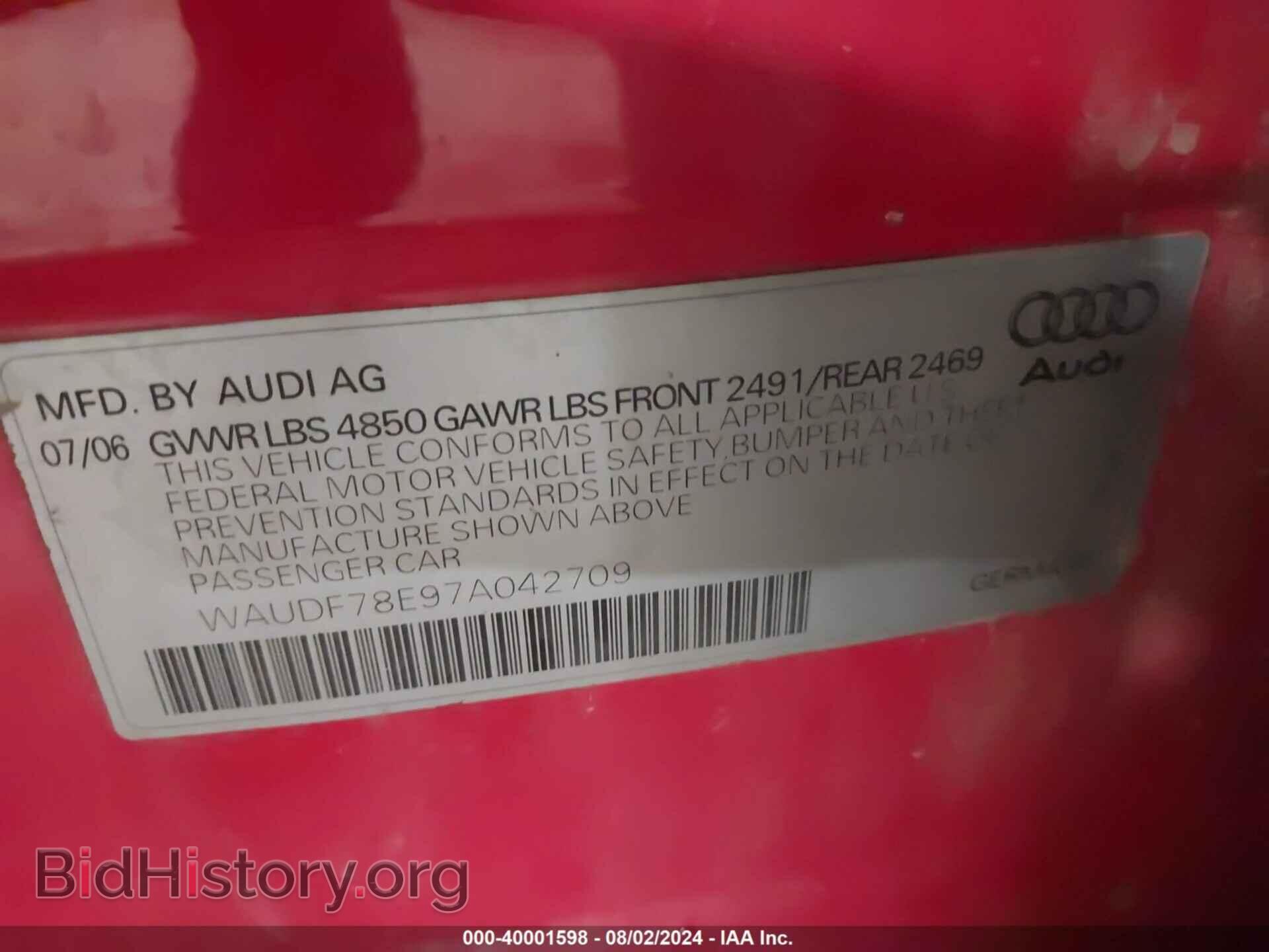 2007 AUDI A4 - VIN: WAUDF78E97A042709 - Photo 9