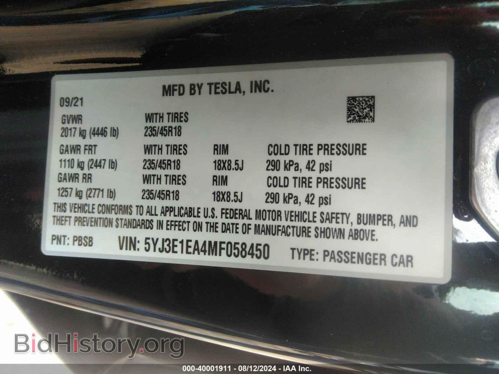2021 TESLA MODEL 3 - VIN: 5YJ3E1EA4MF058450 - Photo 9