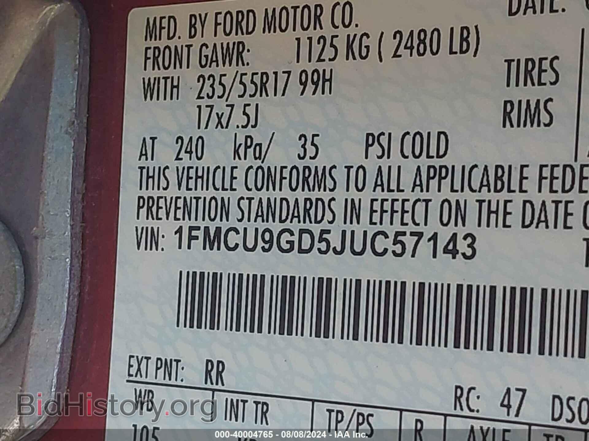 2018 FORD ESCAPE - VIN: 1FMCU9GD5JUC57143 - Фото 9