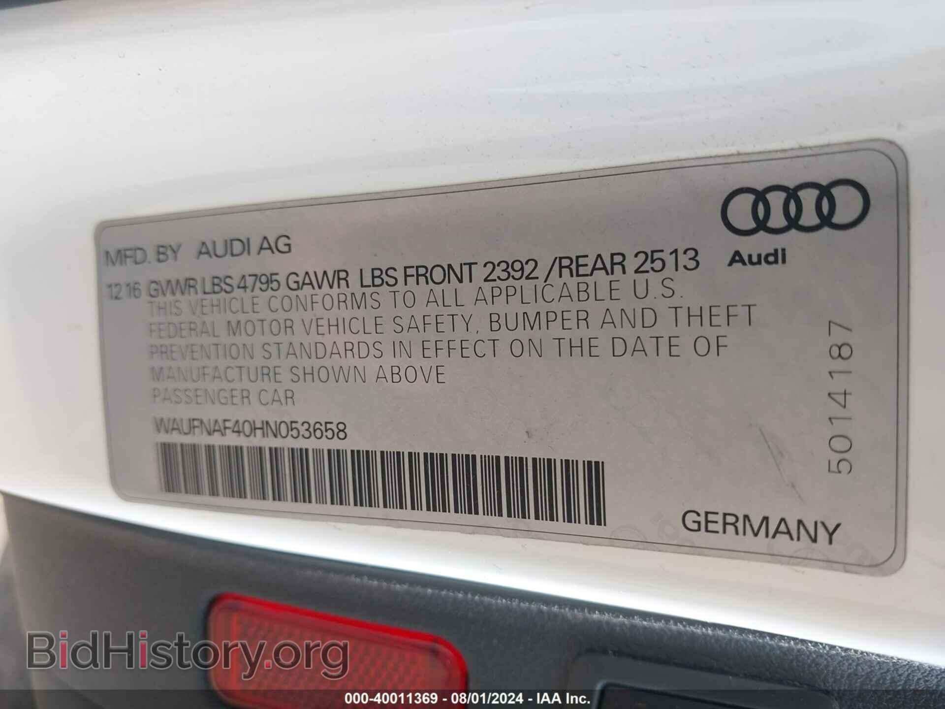 2017 AUDI A4 - VIN: WAUFNAF40HN053658 - Фото 9