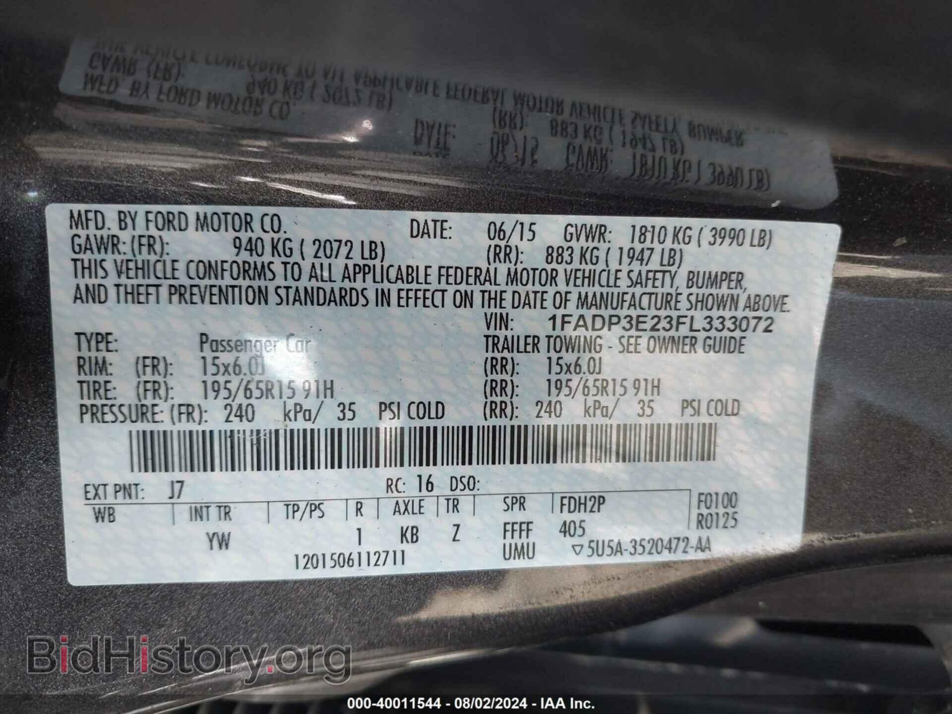 2015 FORD FOCUS - VIN: 1FADP3E23FL333072 - Фото 9