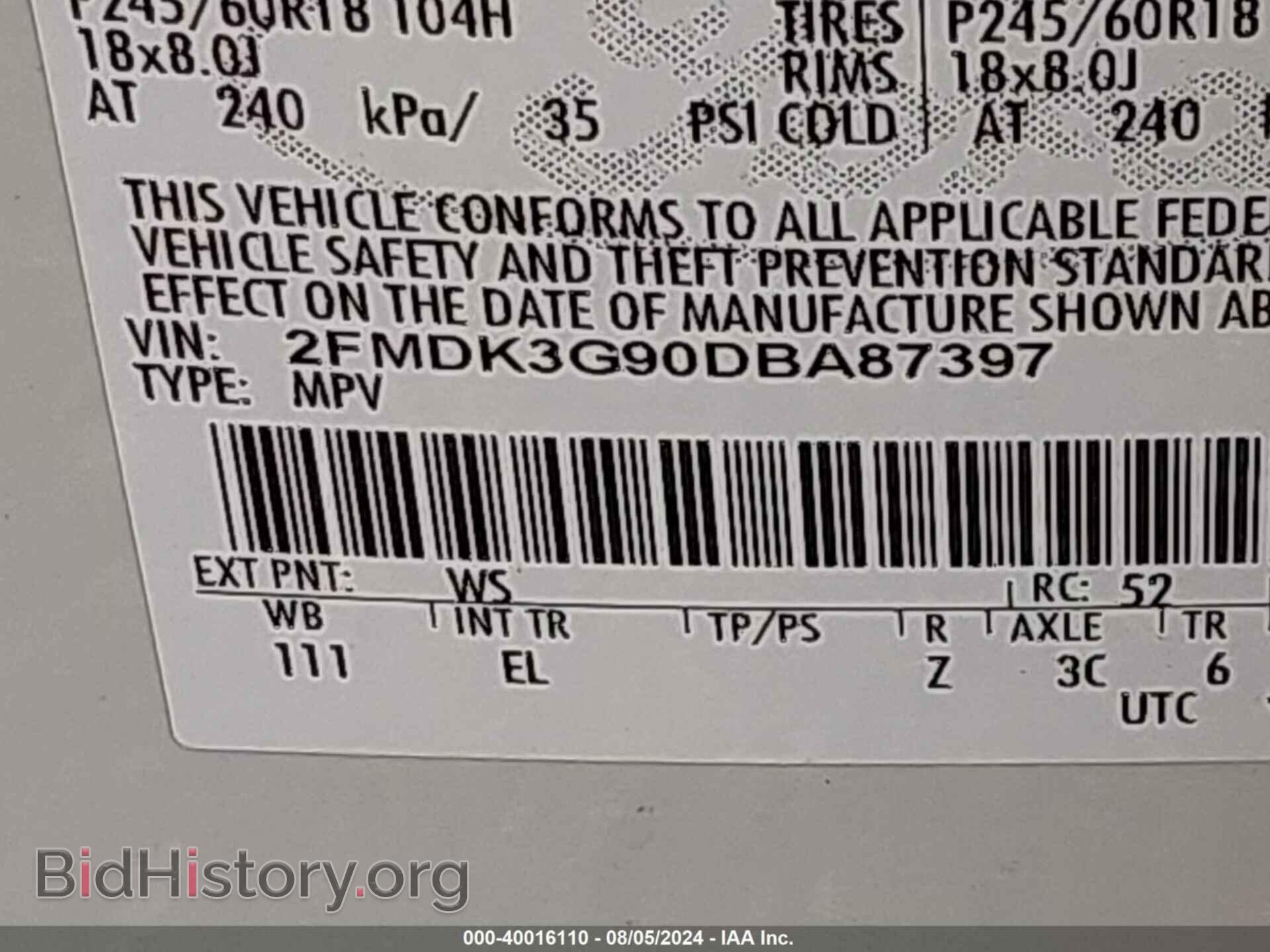 2013 FORD EDGE - VIN: 2FMDK3G90DBA87397 - Photo 9