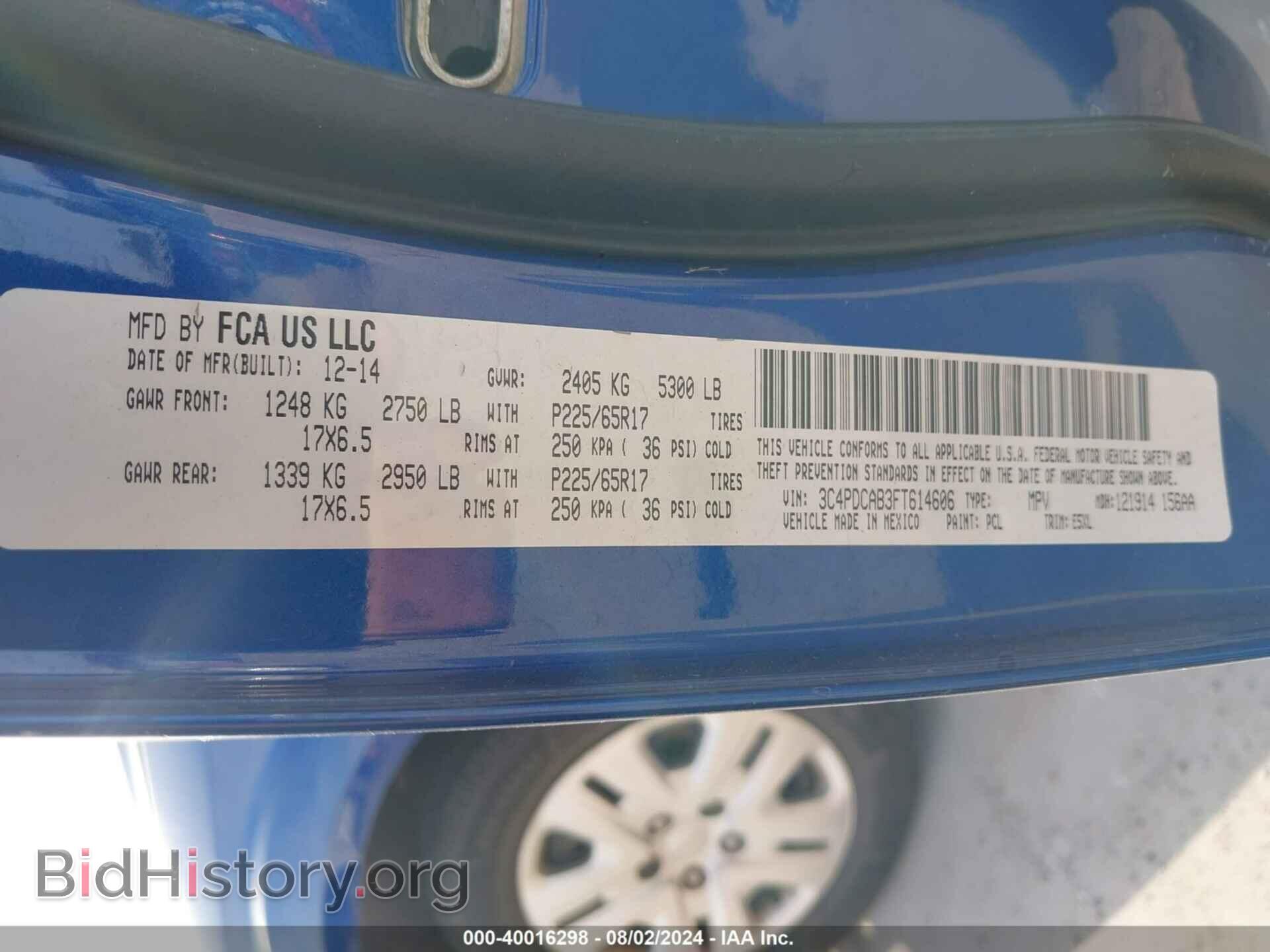 2015 DODGE JOURNEY - VIN: 3C4PDCAB3FT614606 - Photo 9