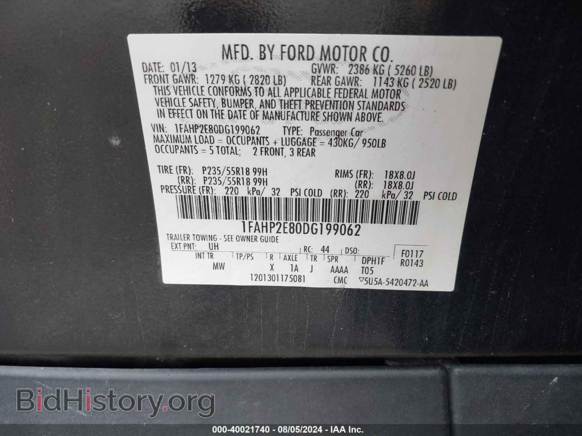 2013 FORD TAURUS - VIN: 1FAHP2E80DG199062 - Photo 9