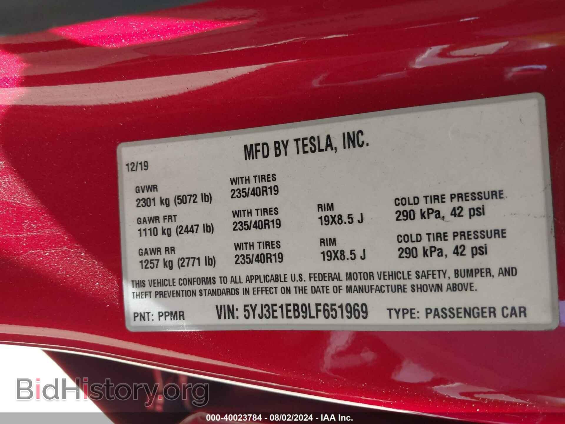 2020 TESLA MODEL 3 - VIN: 5YJ3E1EB9LF651969 - Фото 9