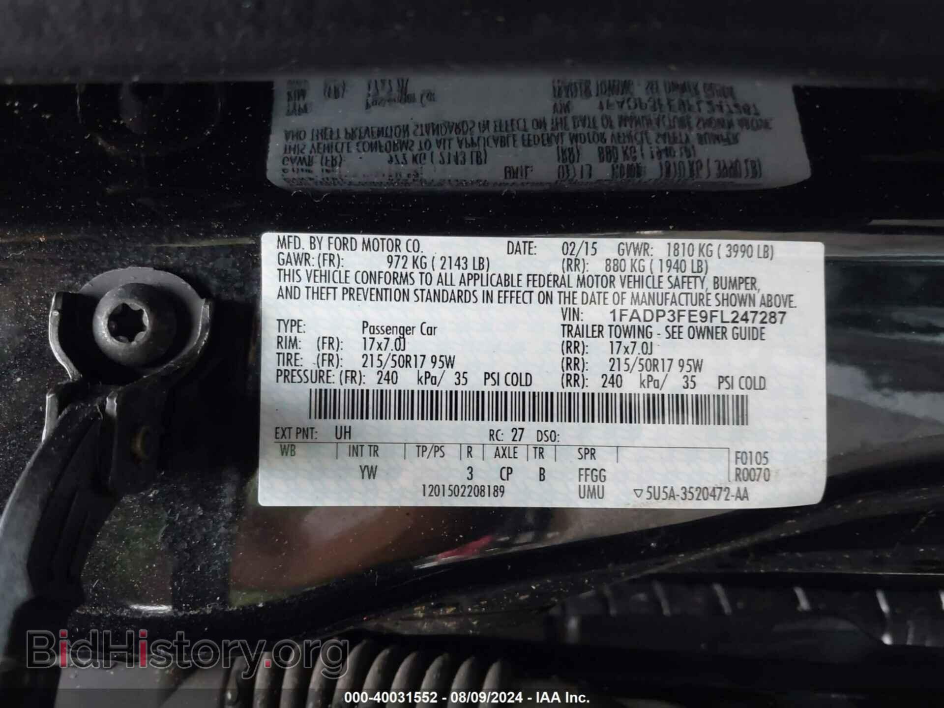 2015 FORD FOCUS - VIN: 1FADP3FE9FL247287 - Photo 9