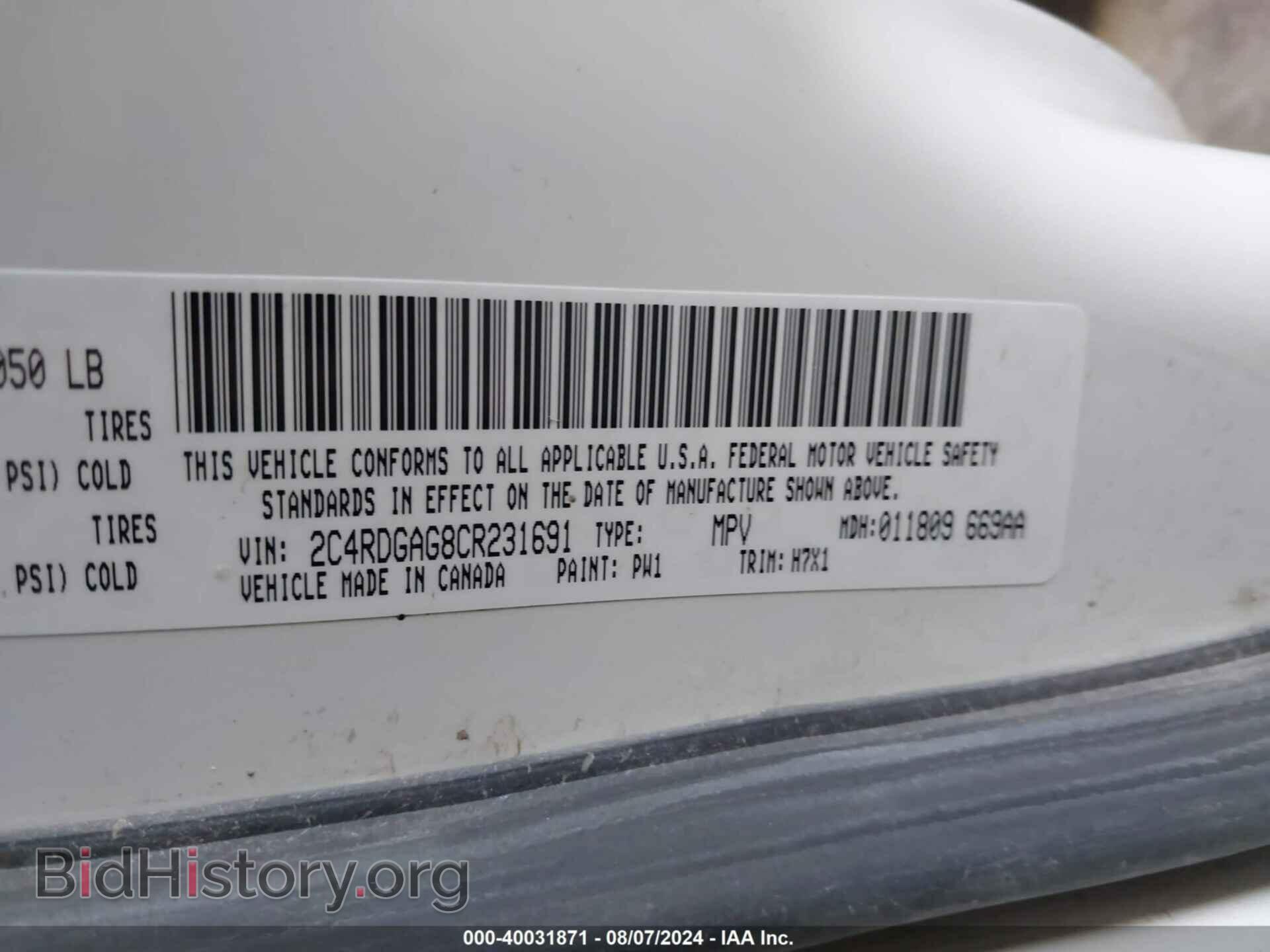 2012 RAM CARGO - VIN: 2C4RDGAG8CR231691 - Photo 9