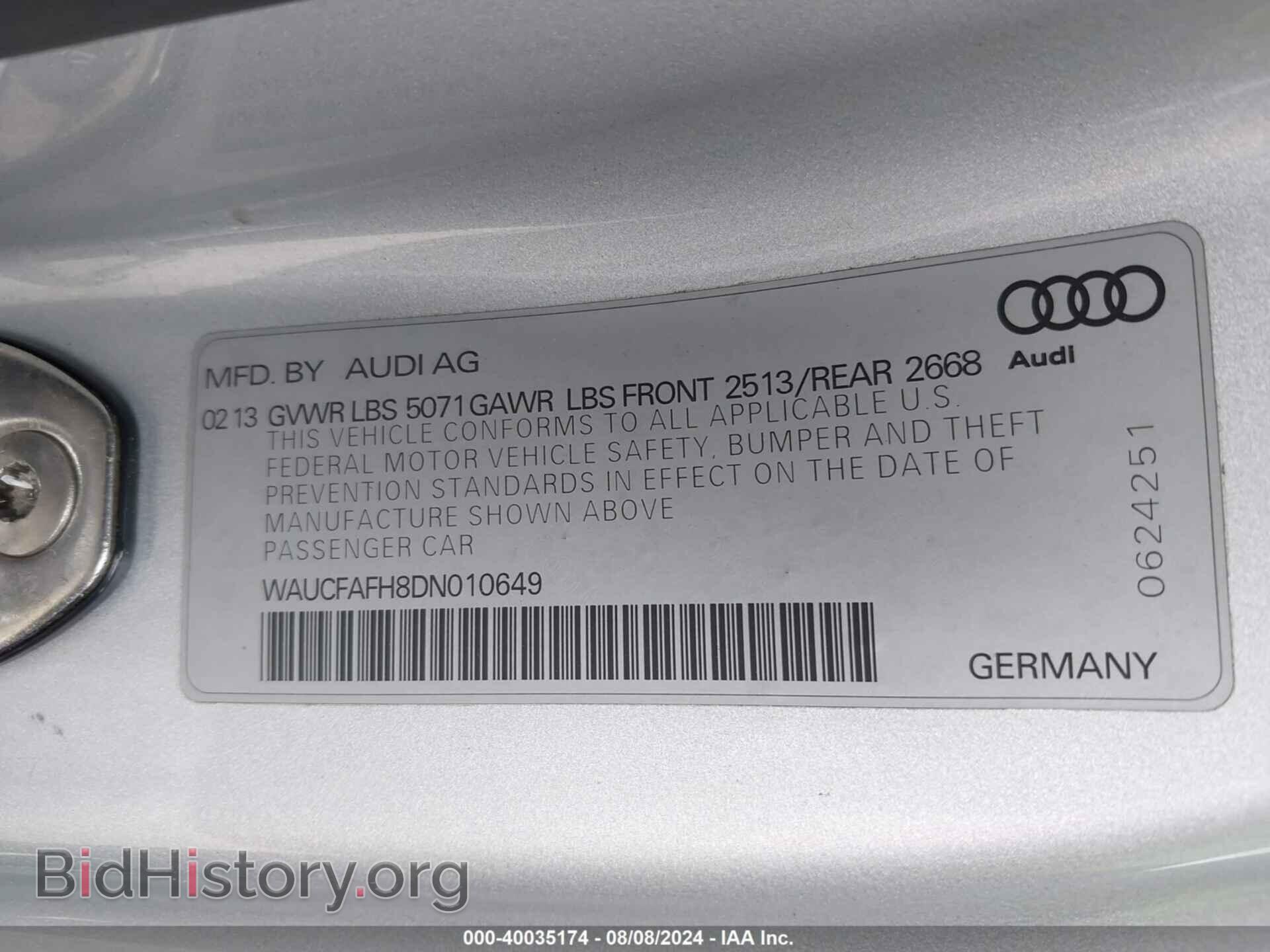 2013 AUDI A5 - VIN: WAUCFAFH8DN010649 - Фото 9