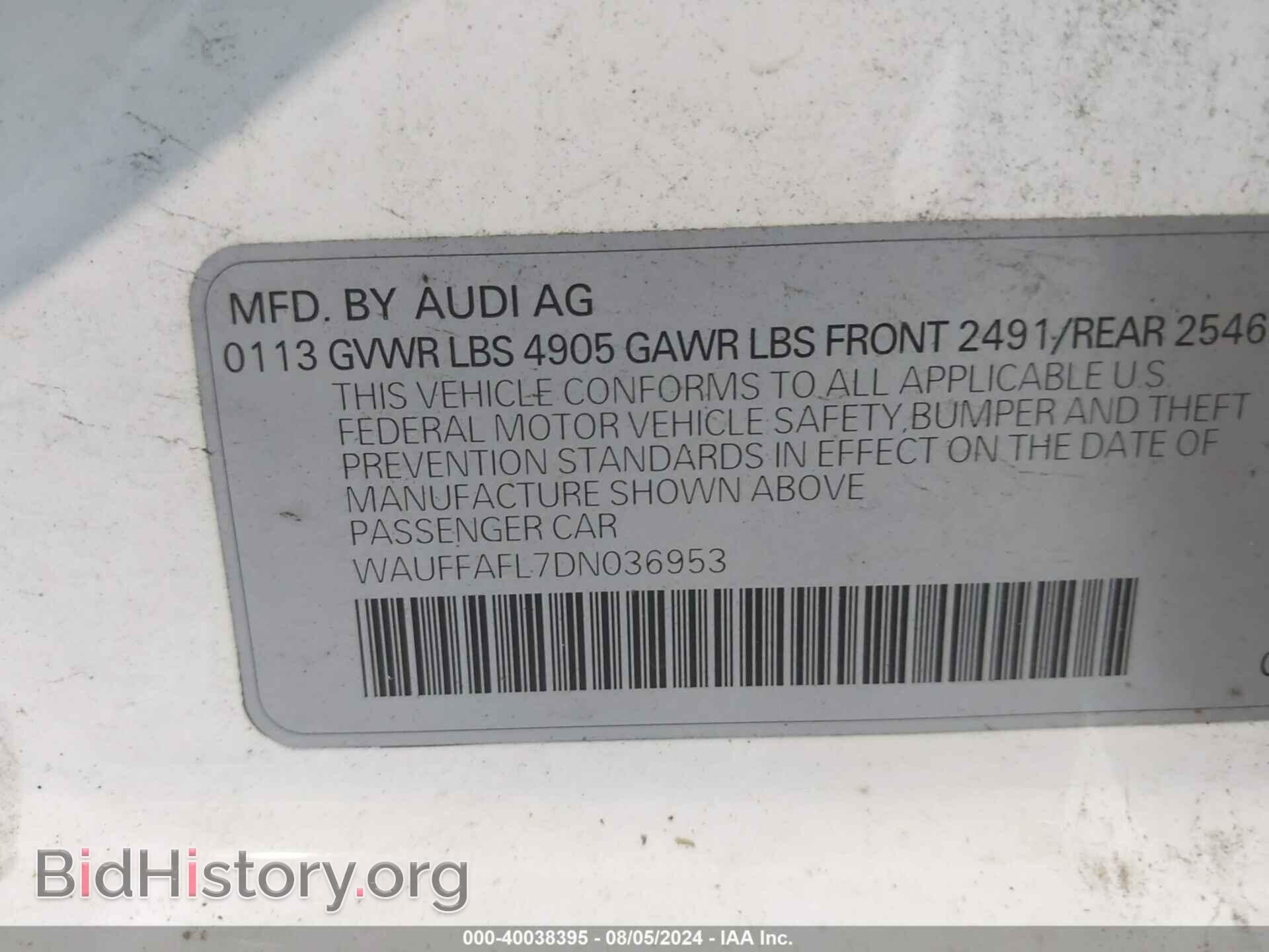 2013 AUDI A4 - VIN: WAUFFAFL7DN036953 - Фото 9
