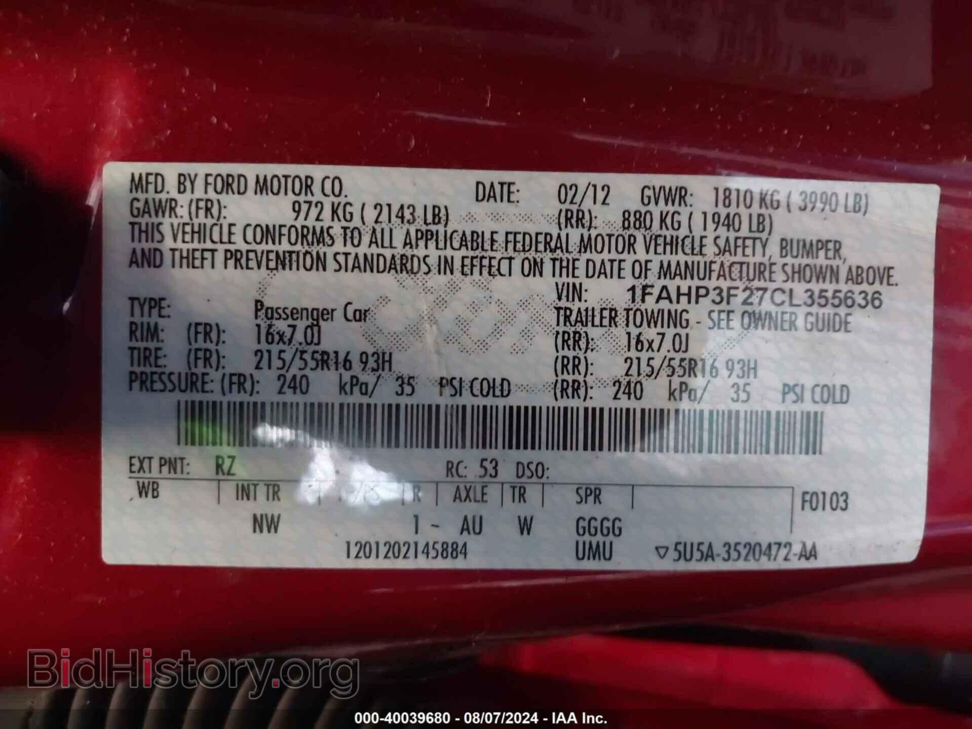 2012 FORD FOCUS - VIN: 1FAHP3F27CL355636 - Фото 9