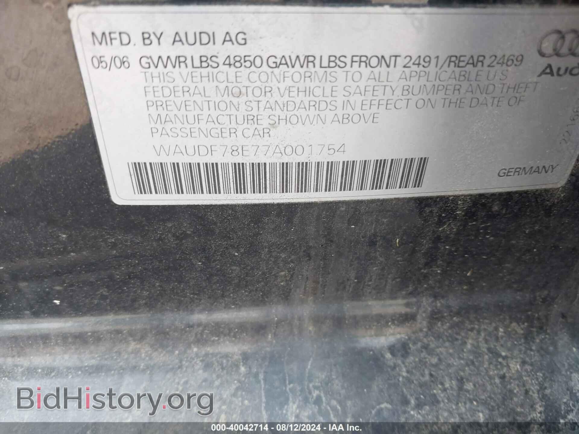 2007 AUDI A4 - VIN: WAUDF78E77A001754 - Photo 9