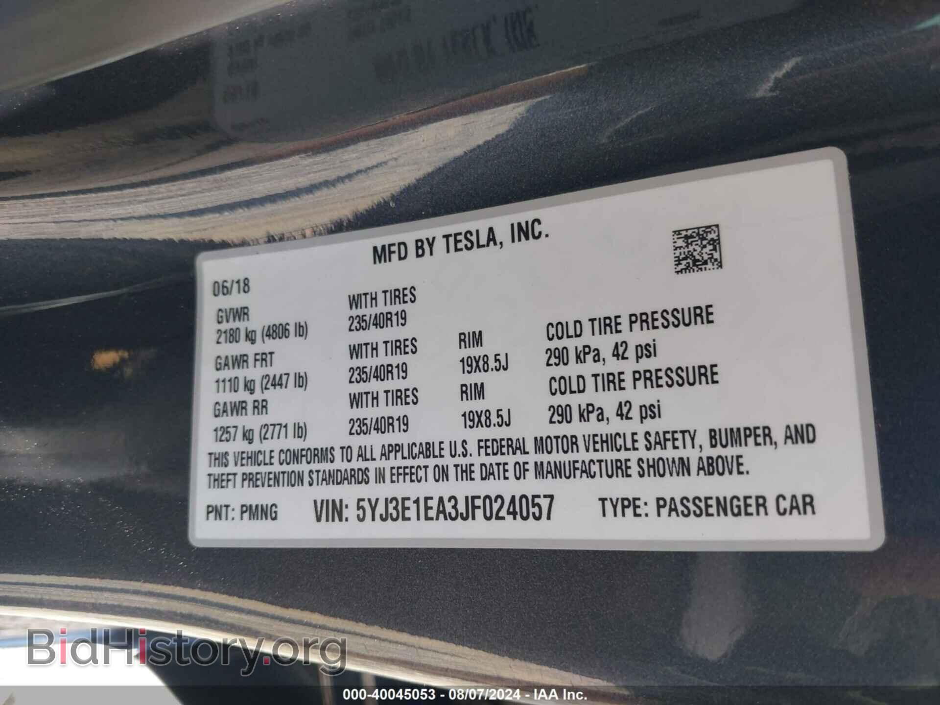 2018 TESLA MODEL 3 - VIN: 5YJ3E1EA3JF024057 - Фото 9