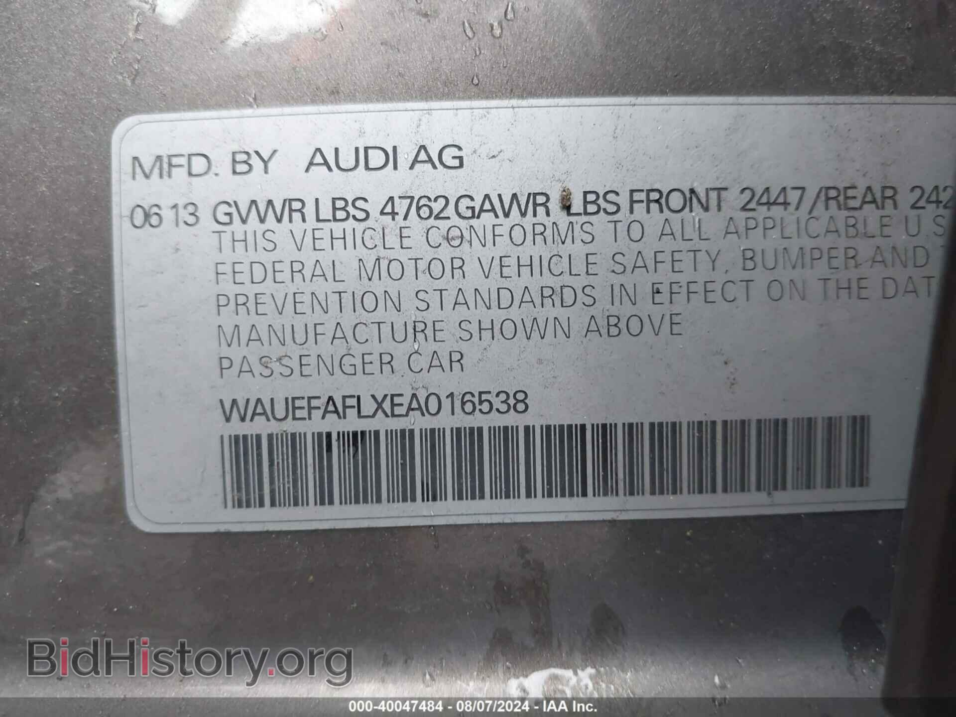 2014 AUDI A4 - VIN: WAUEFAFLXEA016538 - Фото 9