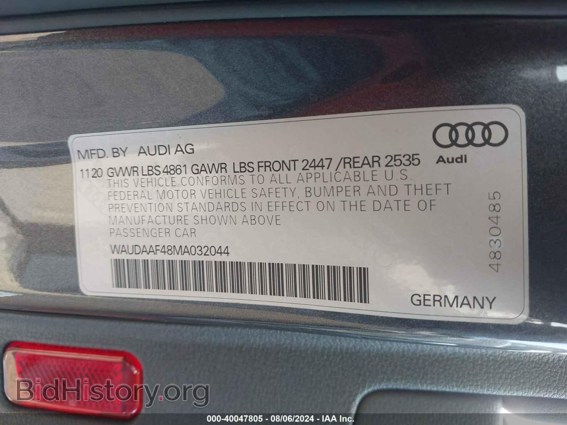 2021 AUDI A4 - VIN: WAUDAAF48MA032044 - Фото 9