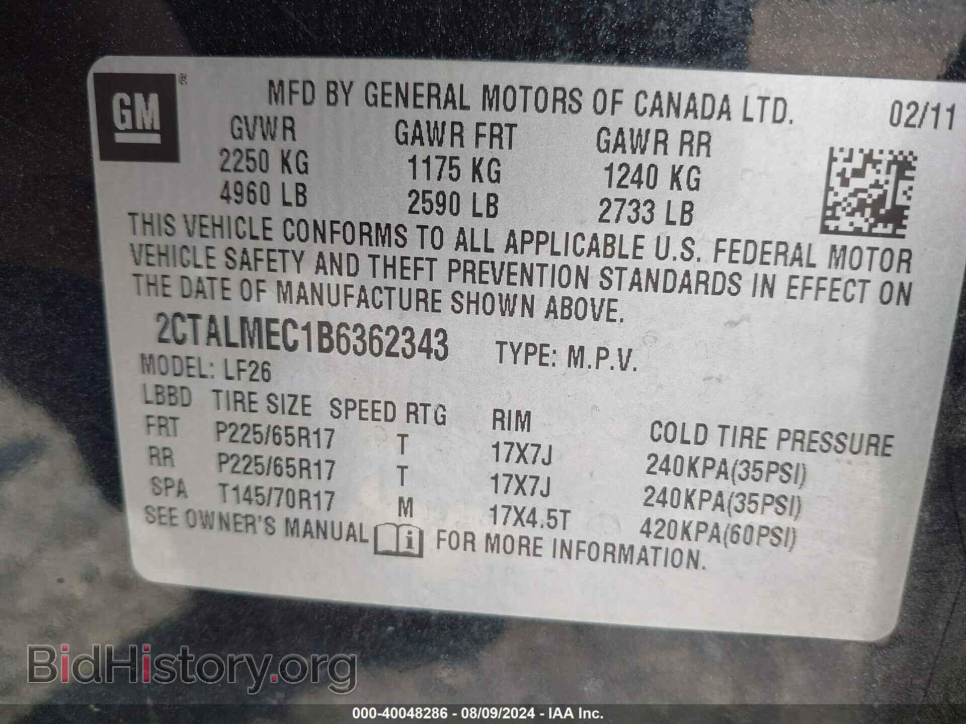 2011 GMC TERRAIN - VIN: 2CTALMEC1B6362343 - Photo 9