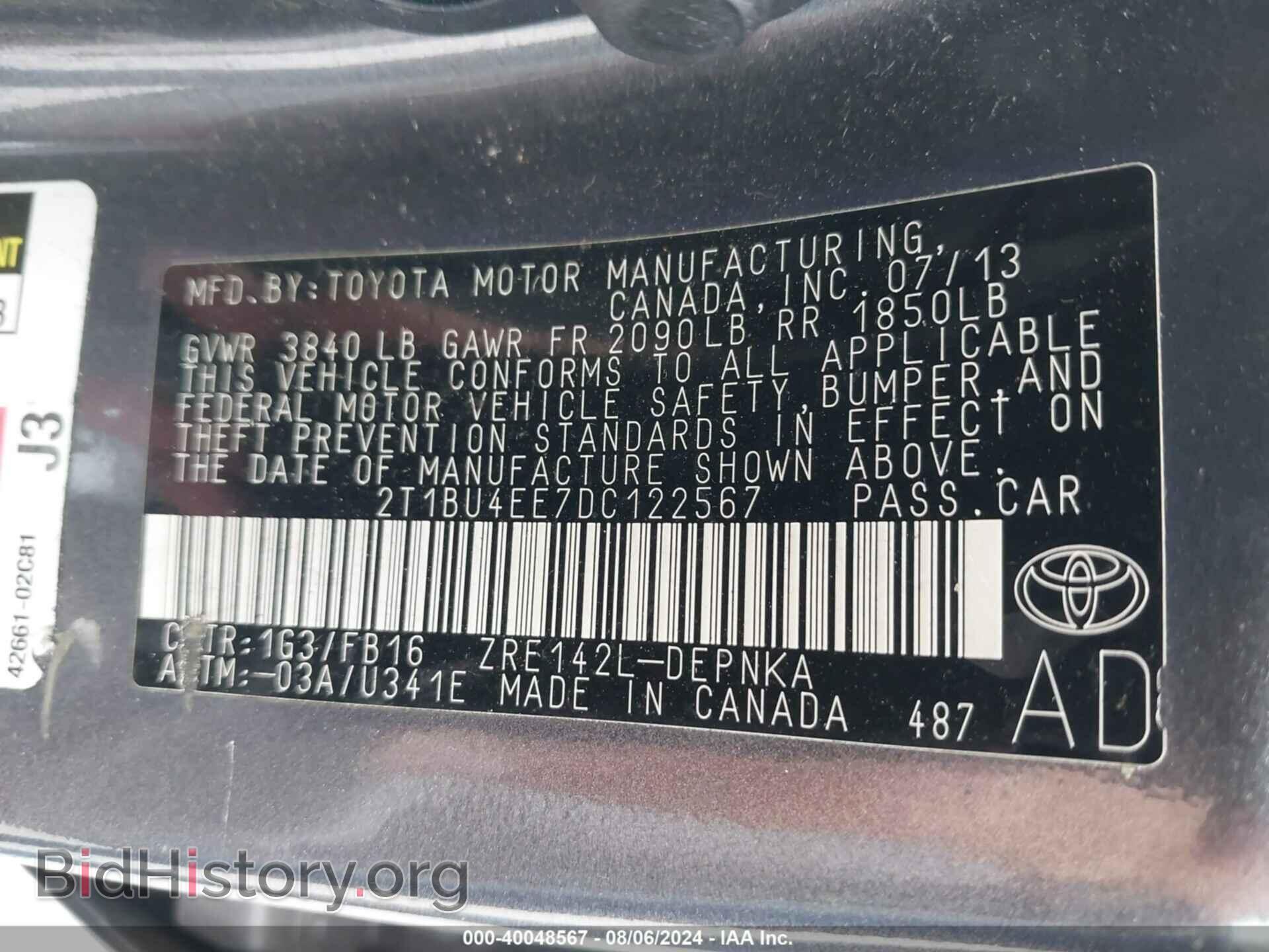 2013 TOYOTA COROLLA - VIN: 2T1BU4EE7DC122567 - Фото 9