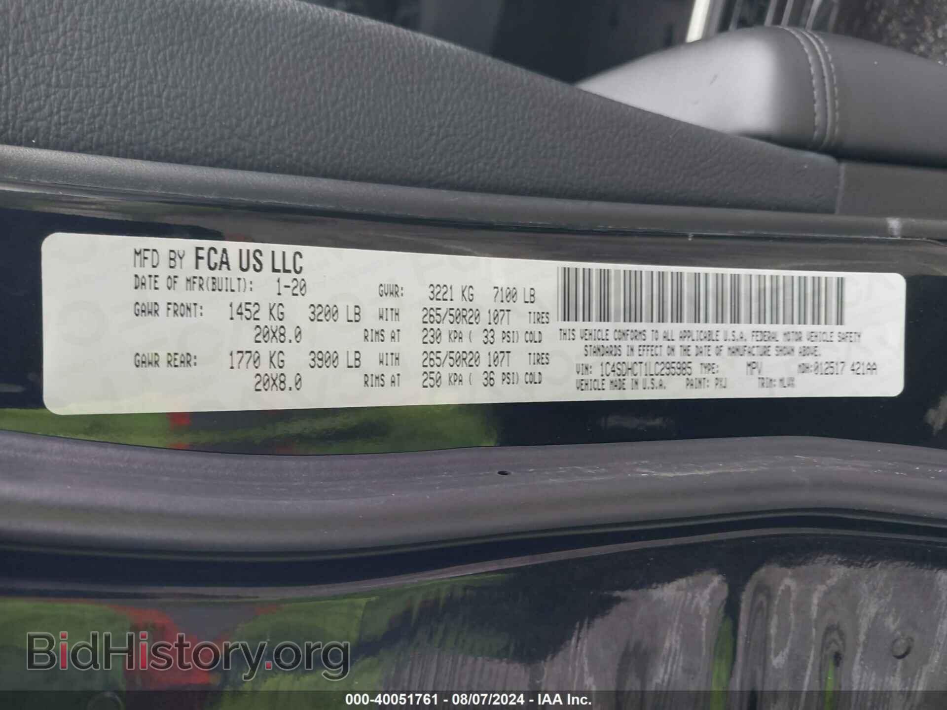 2020 DODGE DURANGO - VIN: 1C4SDHCT1LC295985 - Photo 9