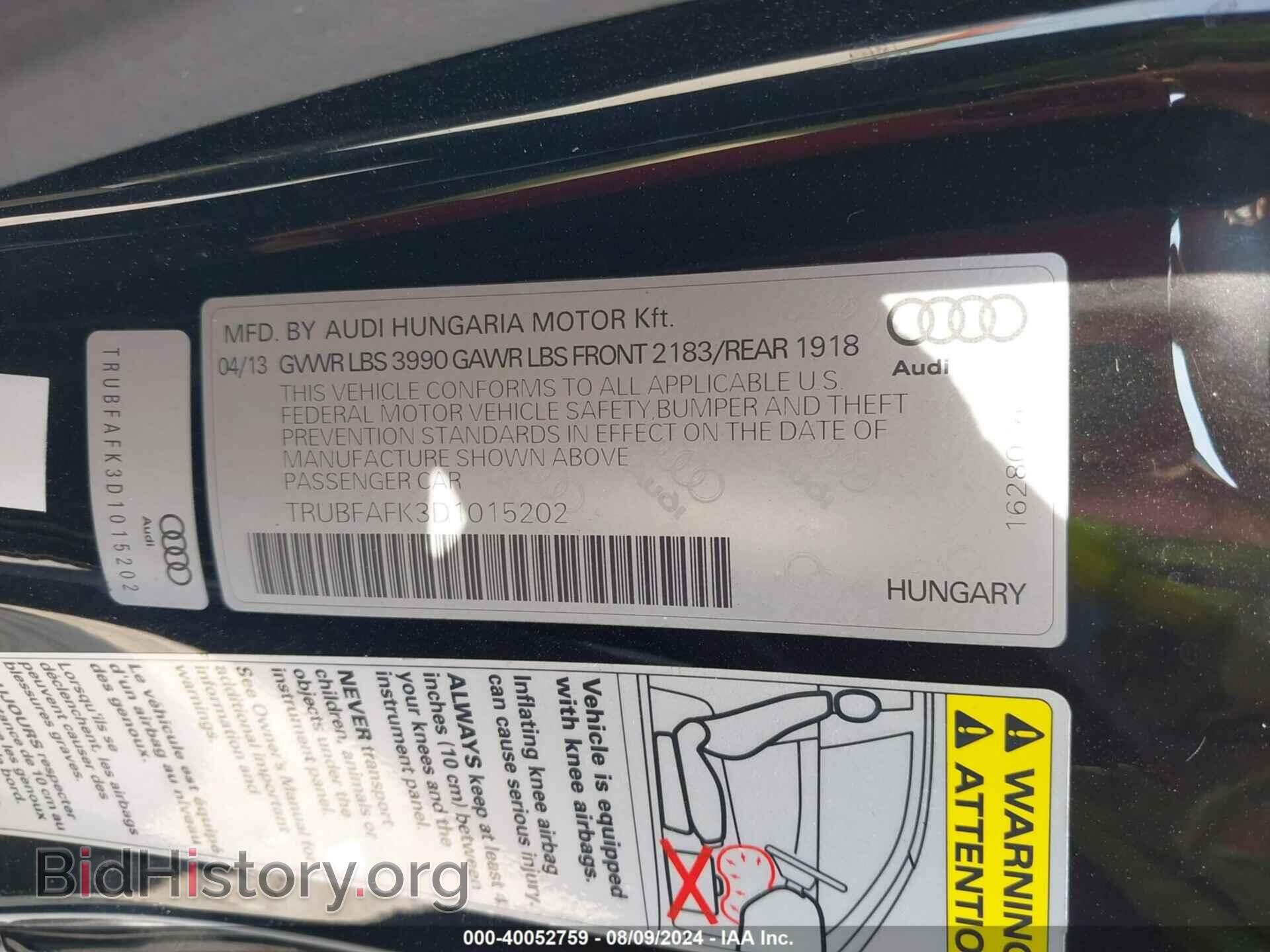 2013 AUDI TT - VIN: TRUBFAFK3D1015202 - Фото 9