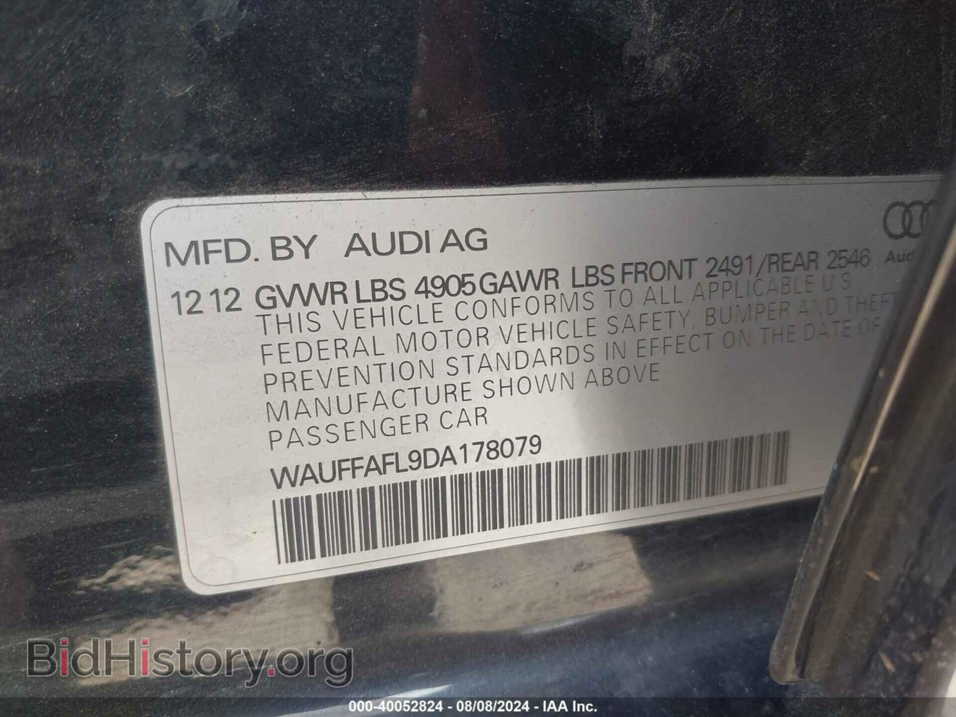 2013 AUDI A4 - VIN: WAUFFAFL9DA178079 - Фото 9