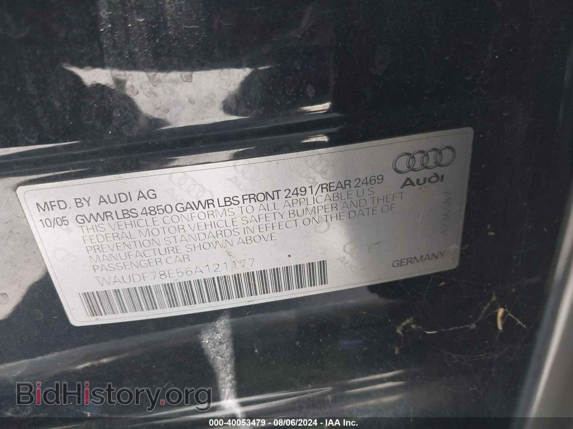 2006 AUDI A4 - VIN: WAUDF78E56A121177 - Фото 9