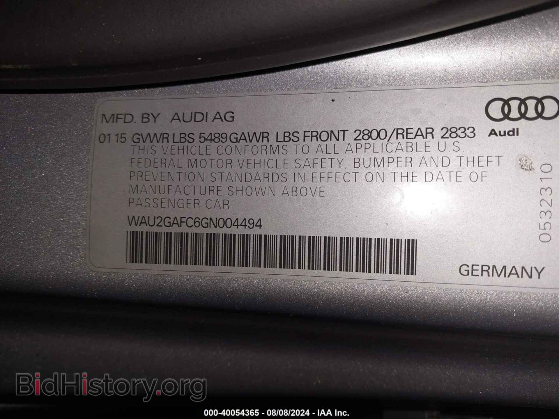 2016 AUDI A7 - VIN: WAU2GAFC6GN004494 - Фото 9